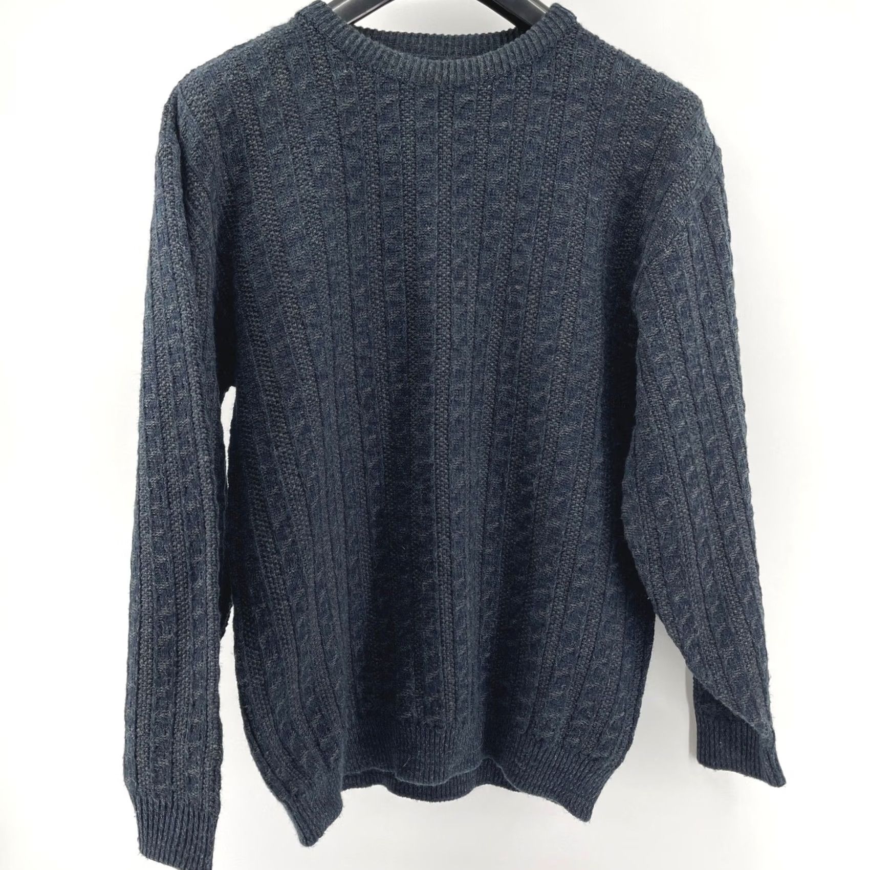 River Island VTG River Island Textured Knit Sweater Men Lg Tall Blue Gray Acrylic Crew Neck Size US L / EU 52-54 / 3 - 3 Thumbnail