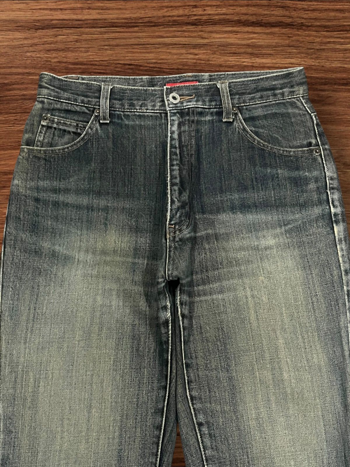 Japanese Brand Vintage Japanese Brand Faded Dark Blue Distressed Flare Jean Size US 28 / EU 44 - 4 Thumbnail