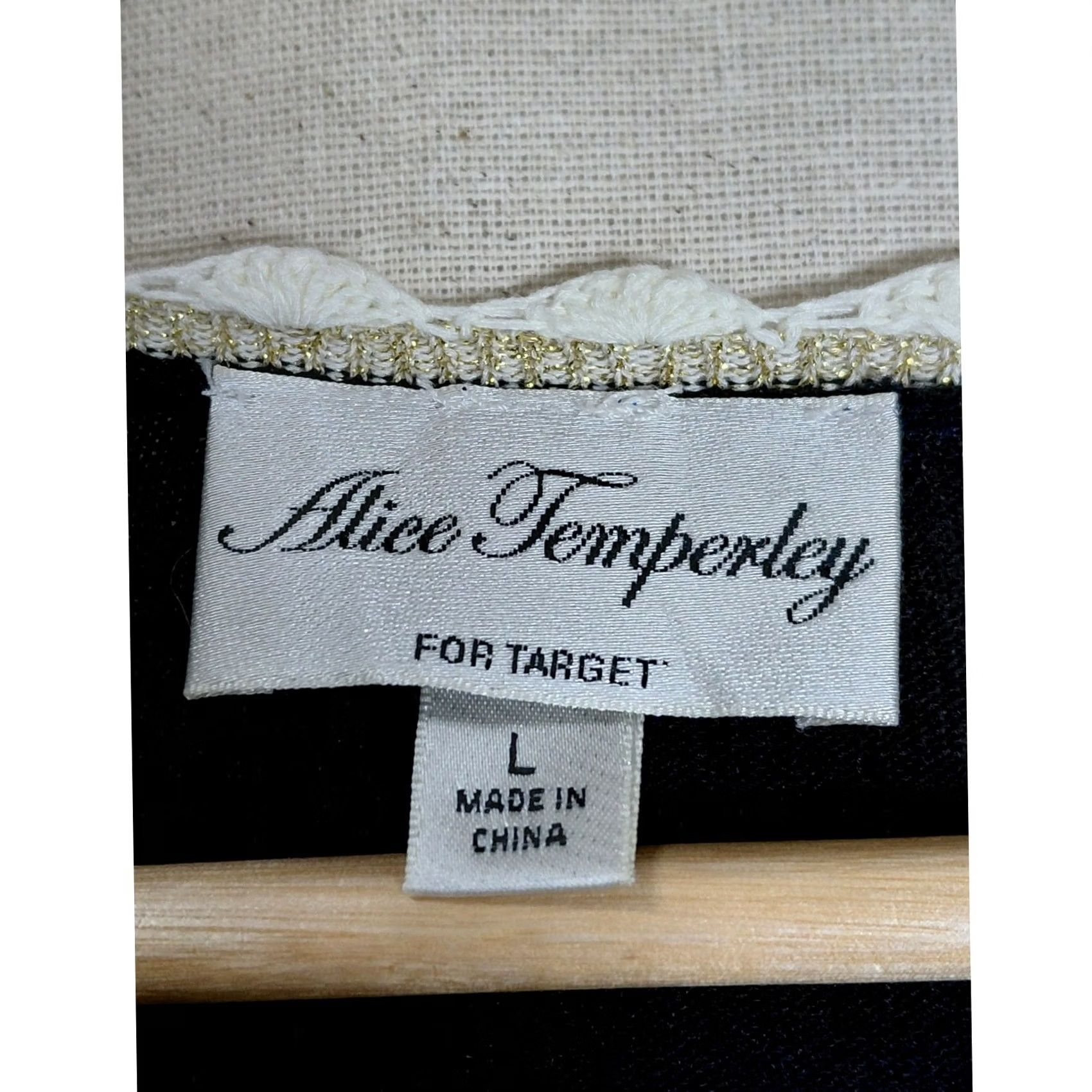 Vintage Alice Temperley for Target Geometric Knit Dress Black White Crew Neck Long Sleeve L Knee Length Women Size L / US 10 / IT 46 - 3 Thumbnail