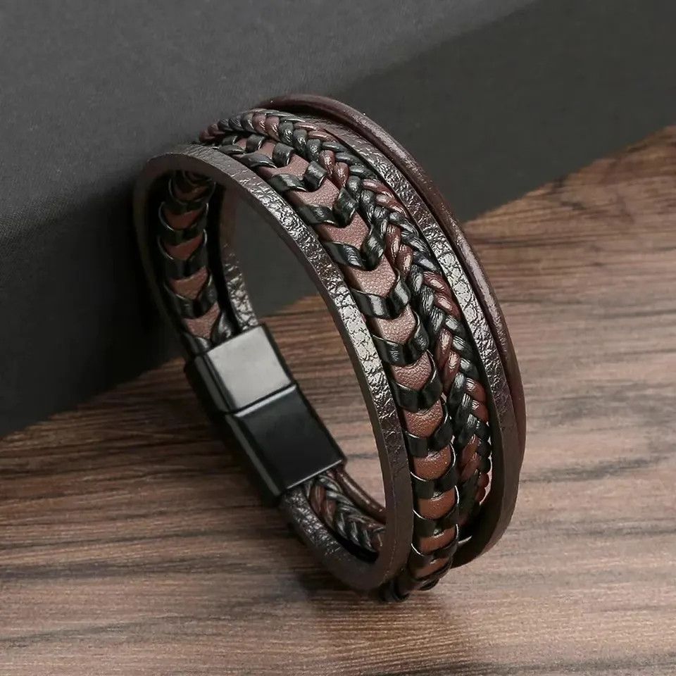 Other 3 Pcs Multi Layered Vintage Leather Rope Braided Bracelet Size ONE SIZE - 2 Thumbnail