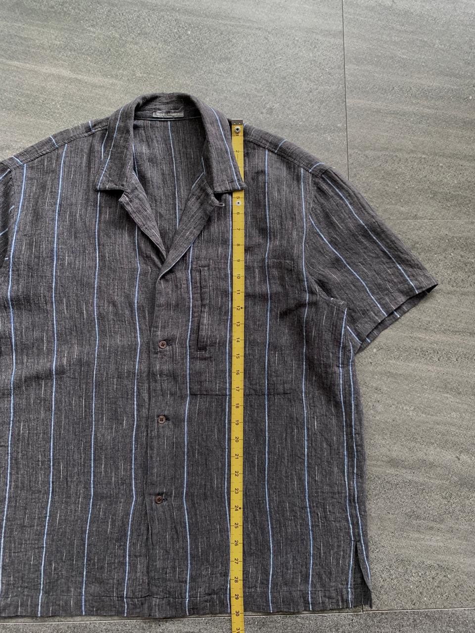 Issey Miyake FREE TAX! 90s Linen Relaxed Striped Shirt Size US L / EU 52-54 / 3 - 11 Thumbnail
