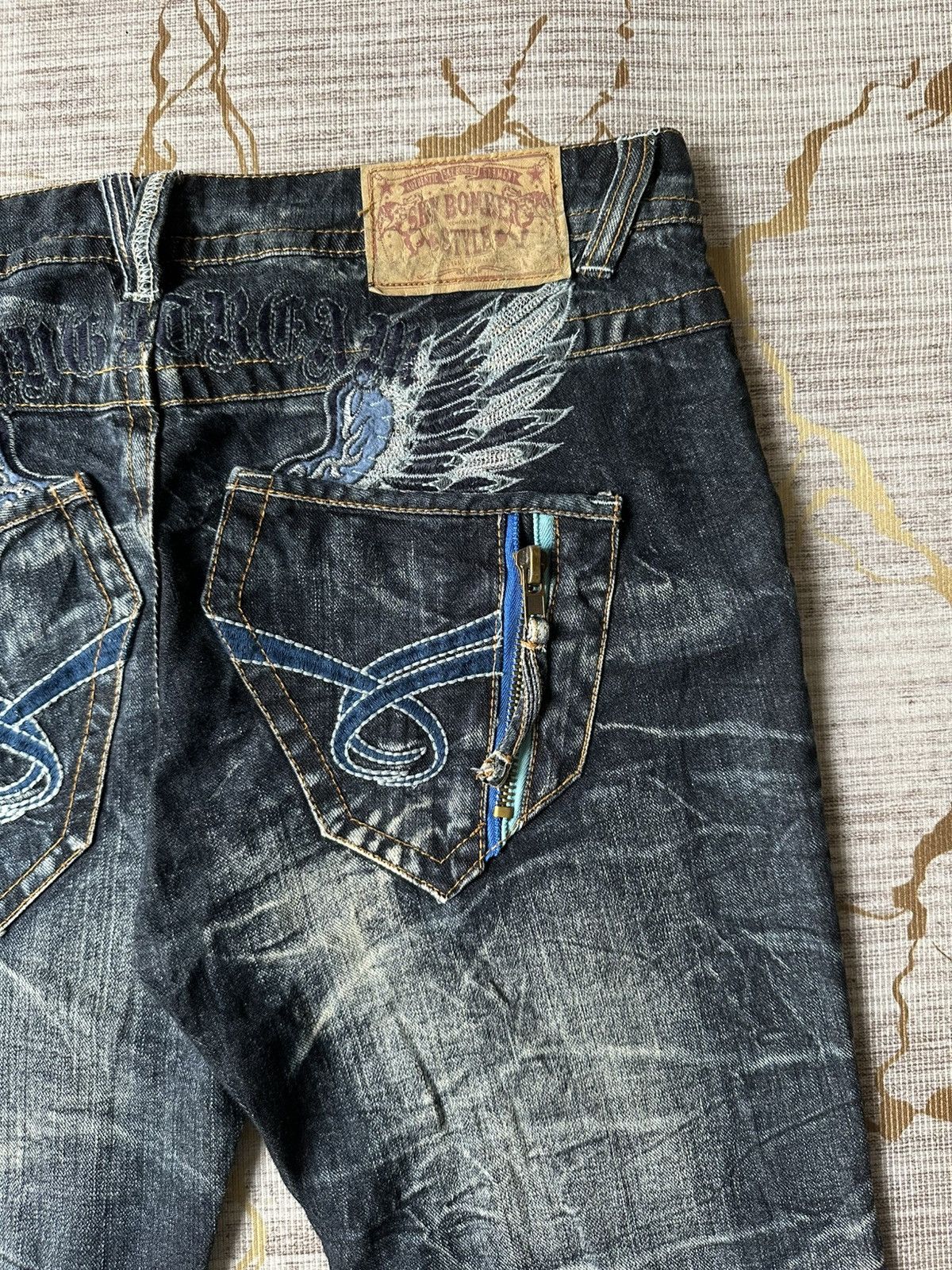 Japanese Brand FLARE Sky Bomber Claw Marks Design Denim Size US 34 / EU 50 - 16 Thumbnail