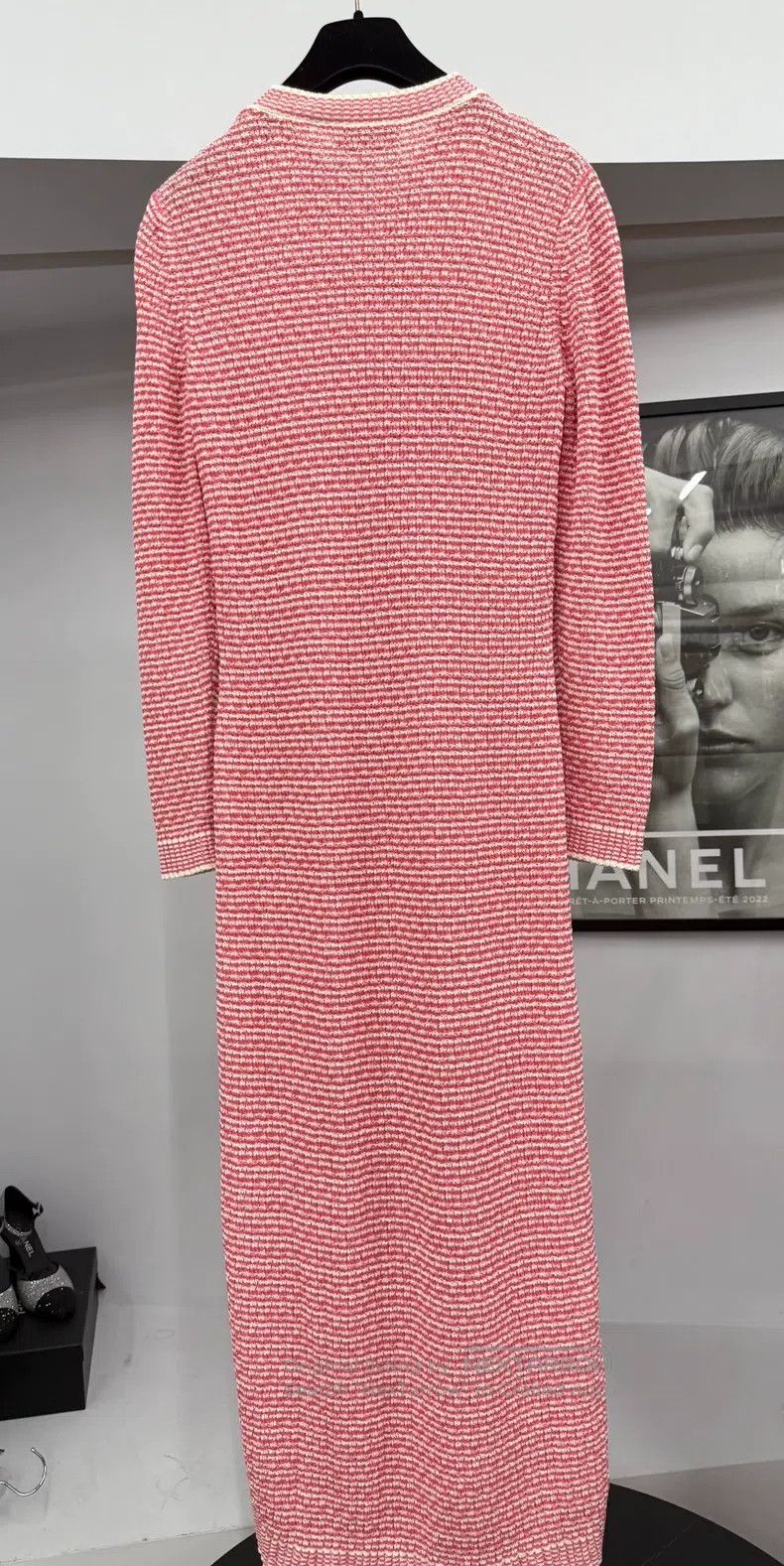 Chanel Chanel Pink and white striped long knitted cardigan coat Size XS / US 0-2 / IT 36-38 - 3 Thumbnail
