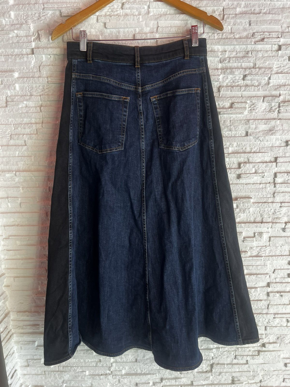 ME+EM ME+EM Denim Midi Skirt A-Line Blue Black Size 8 Size 27" / US 4 / IT 40 - 4 Thumbnail
