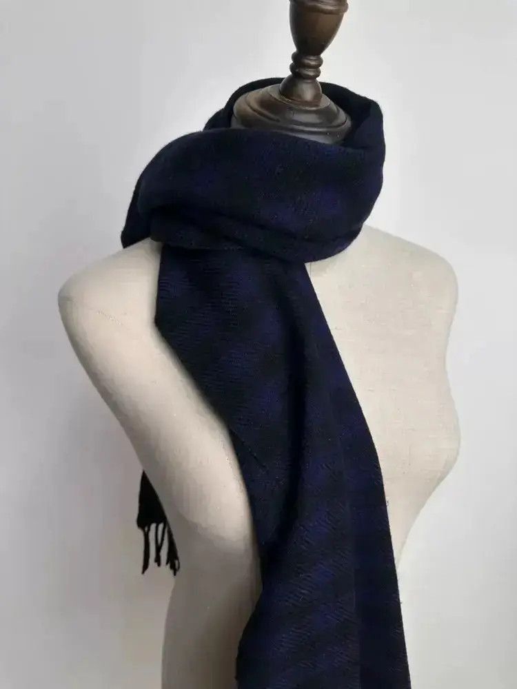 Yohji Yamamoto Yohji Yamamoto Blue & Black Plaid Scarf Size ONE SIZE - 2 Thumbnail