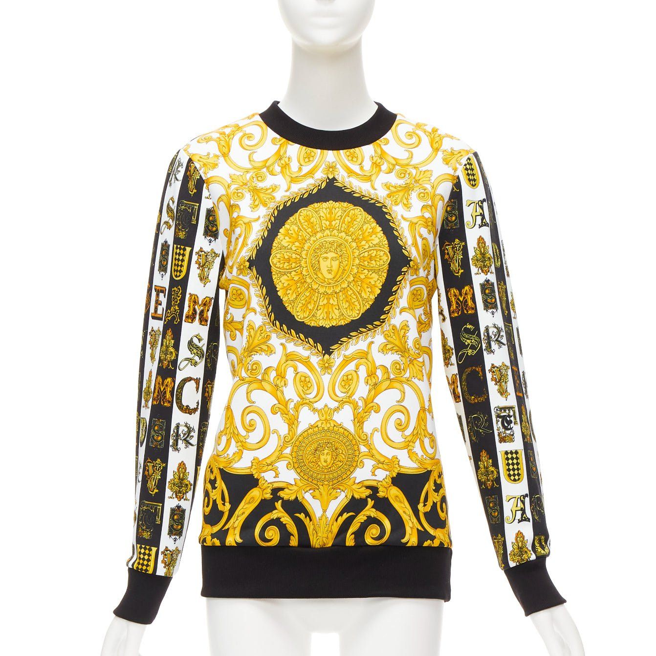 Versace VERSACE mixed archive Barocco print cotton crew neck sweater IT36 XXS Size XS / US 0-2 / IT 36-38 - 1 Thumbnail