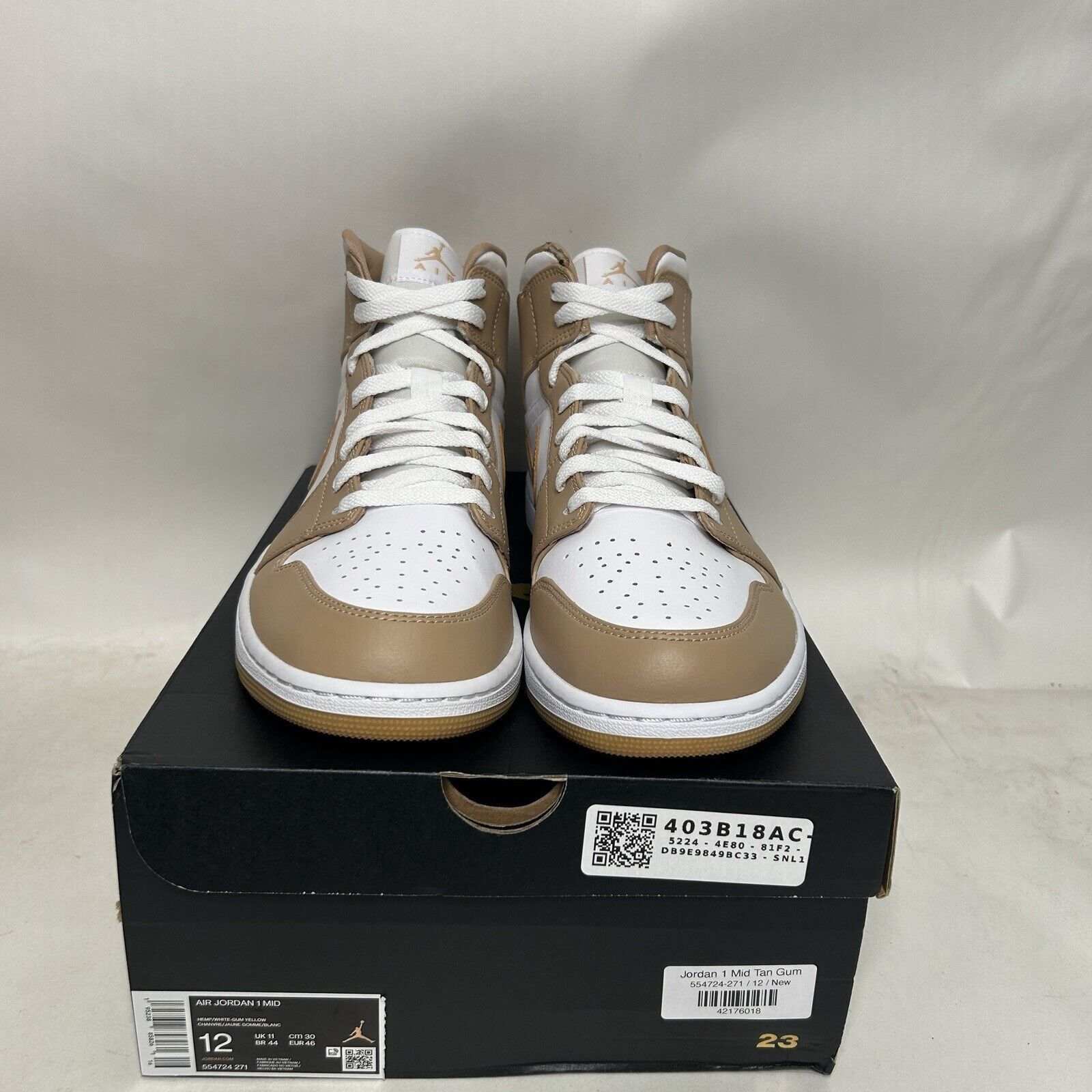 Jordan Brand Nike Shoes Air Jordan 1 Mid Retro “Hemp/Tan Gum” 2024 Size US 12 / EU 45 - 2 Thumbnail
