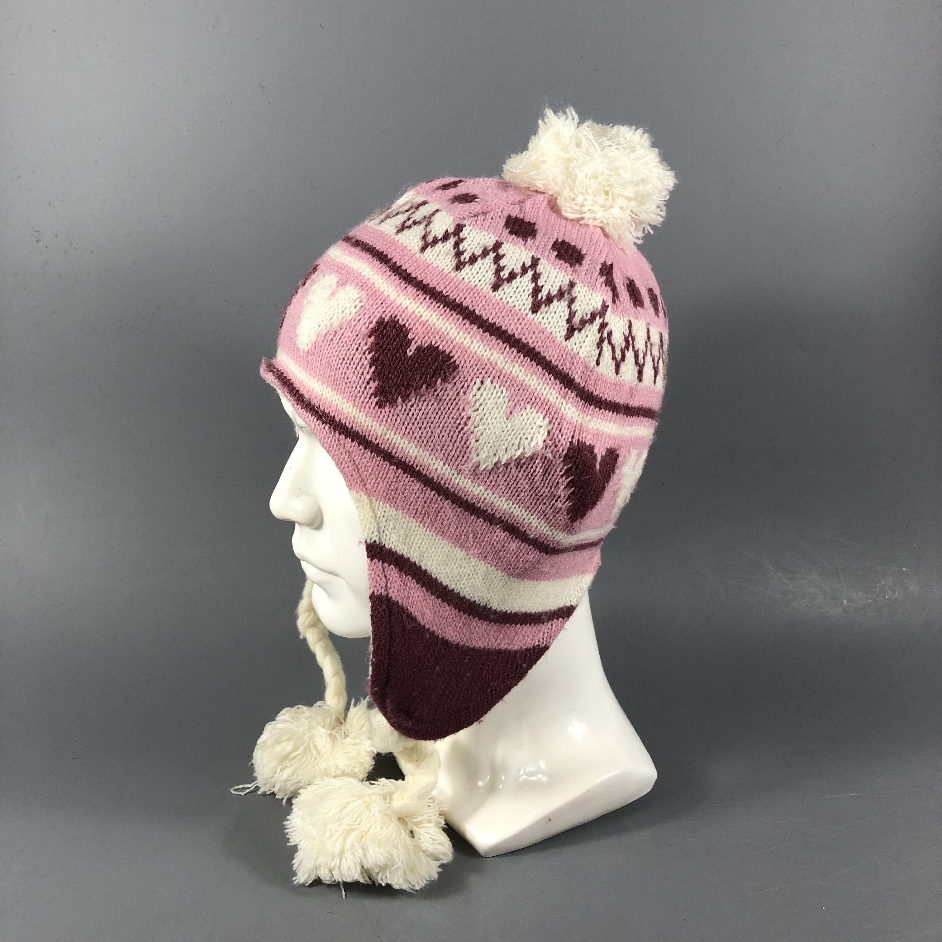 Vintage Loves Earflap Bobble Beanie Snowcap Snow Hat B882 Size ONE SIZE - 2 Thumbnail