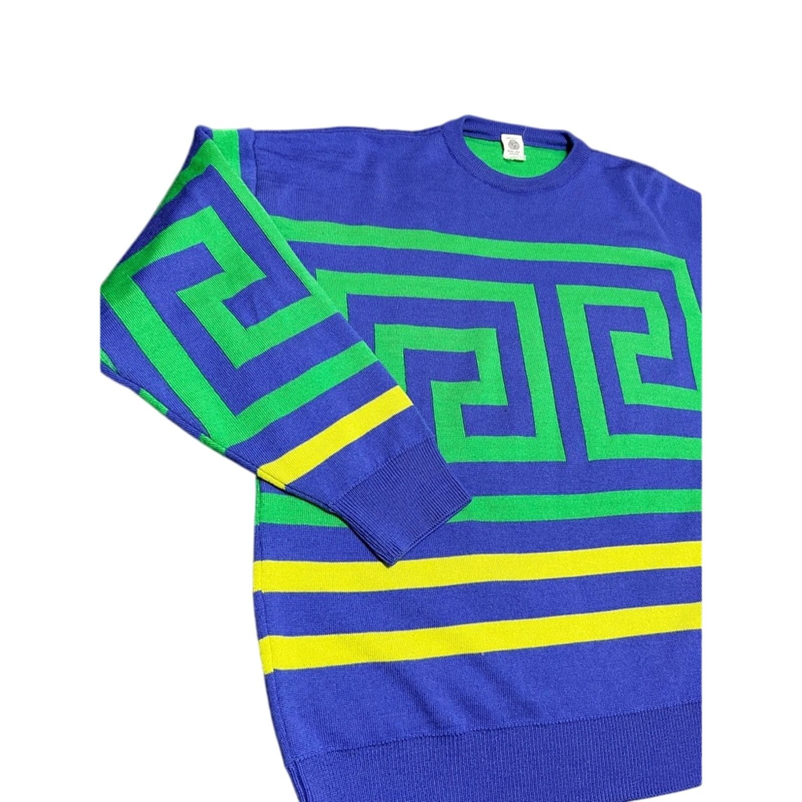 Gianni Valentino Gianni Style Abstract VTG Luxury Knit Sweater Made in Italy Size US L / EU 52-54 / 3 - 4 Thumbnail