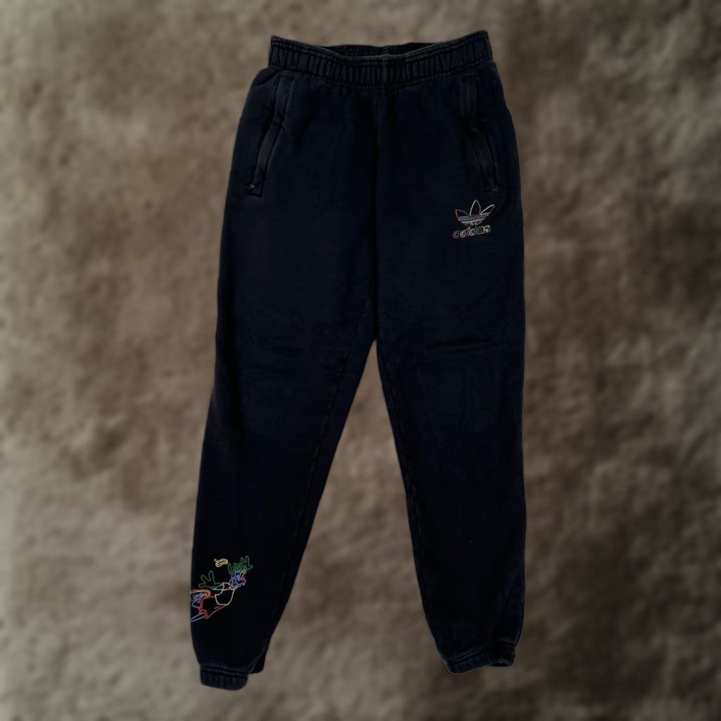 Adidas Adidas Disney Sweatpants Mens Small Black Jogger Mickey Neon Outline Graphic Adidas x Disney Size US 29 - 1 Thumbnail
