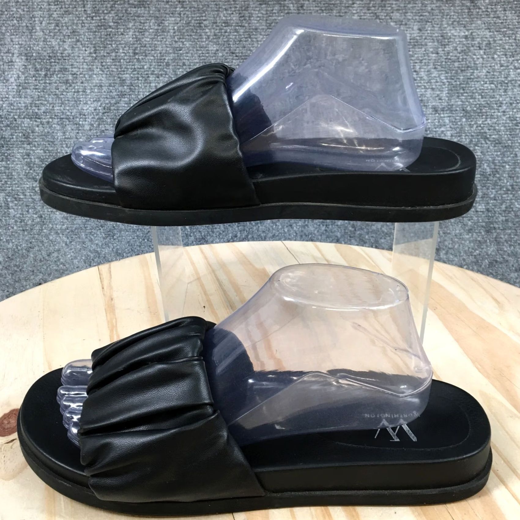 Worthington Worthington Sandals Womens 8.5 M Wor Ginser Ruched Slide Black Slip On Comfort Shoes Size US 9 / IT 39 - 2 Thumbnail
