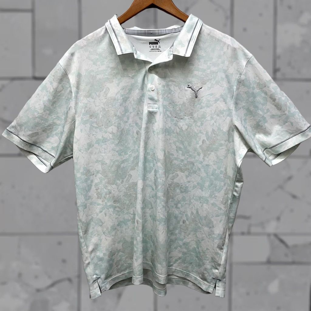 Puma Puma Polo Shirt Mens XL Blue Floral Print Athletic Stretchy Polo Shirt Size US XL / EU 56 / 4 - 1 Thumbnail