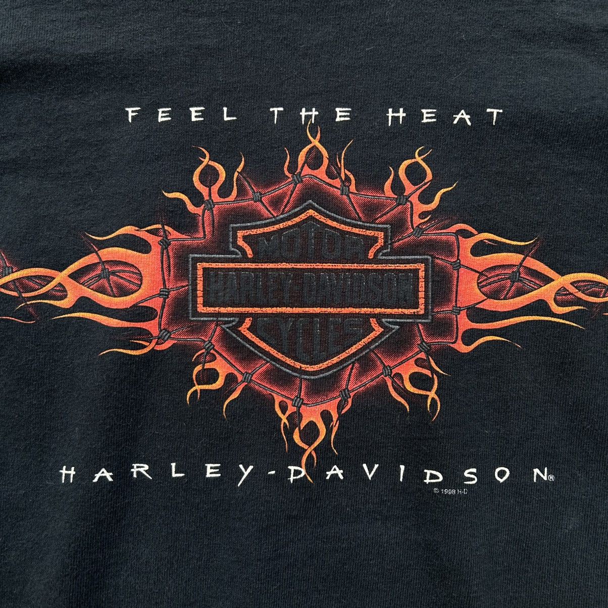 Harley Davidson Vintage 1998 Harley Davidson Feel The Heat Flame Long Sleeve Size US L / EU 52-54 / 3 - 2 Thumbnail