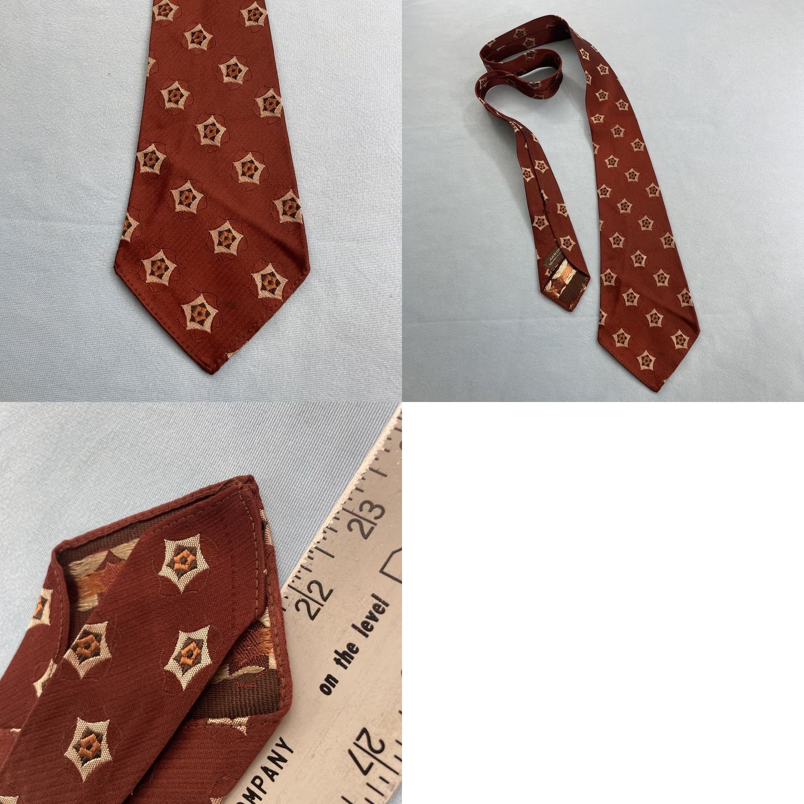 Arrow VINTAGE Arrow Necktie Tie 4x47 Silk Woven Star Rockabilly Red Orange Mens Size ONE SIZE - 10 Thumbnail