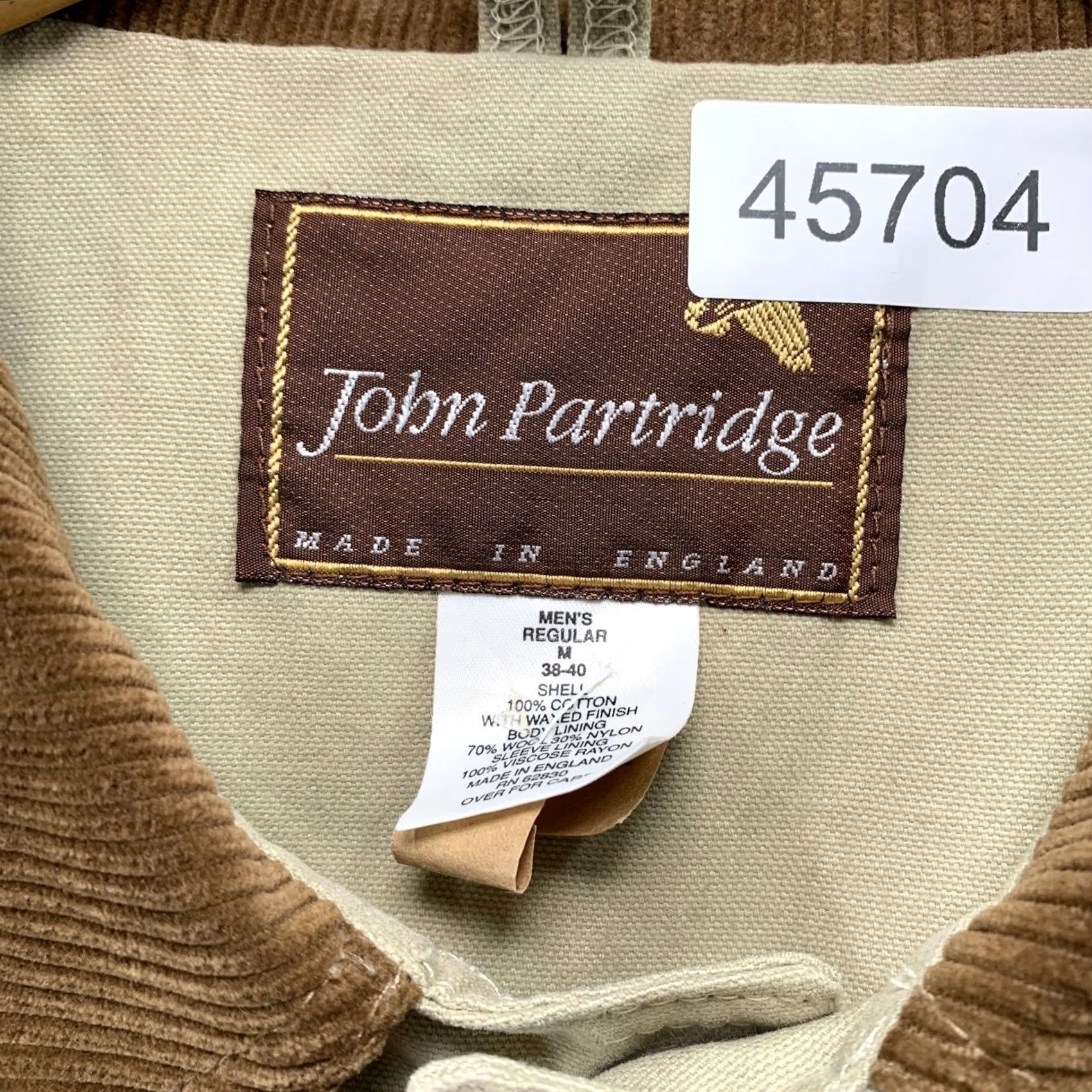 Vintage John Partridge Coat Men M Beige Canvas Corduroy Collar England Size US M / EU 48-50 / 2 - 5 Thumbnail