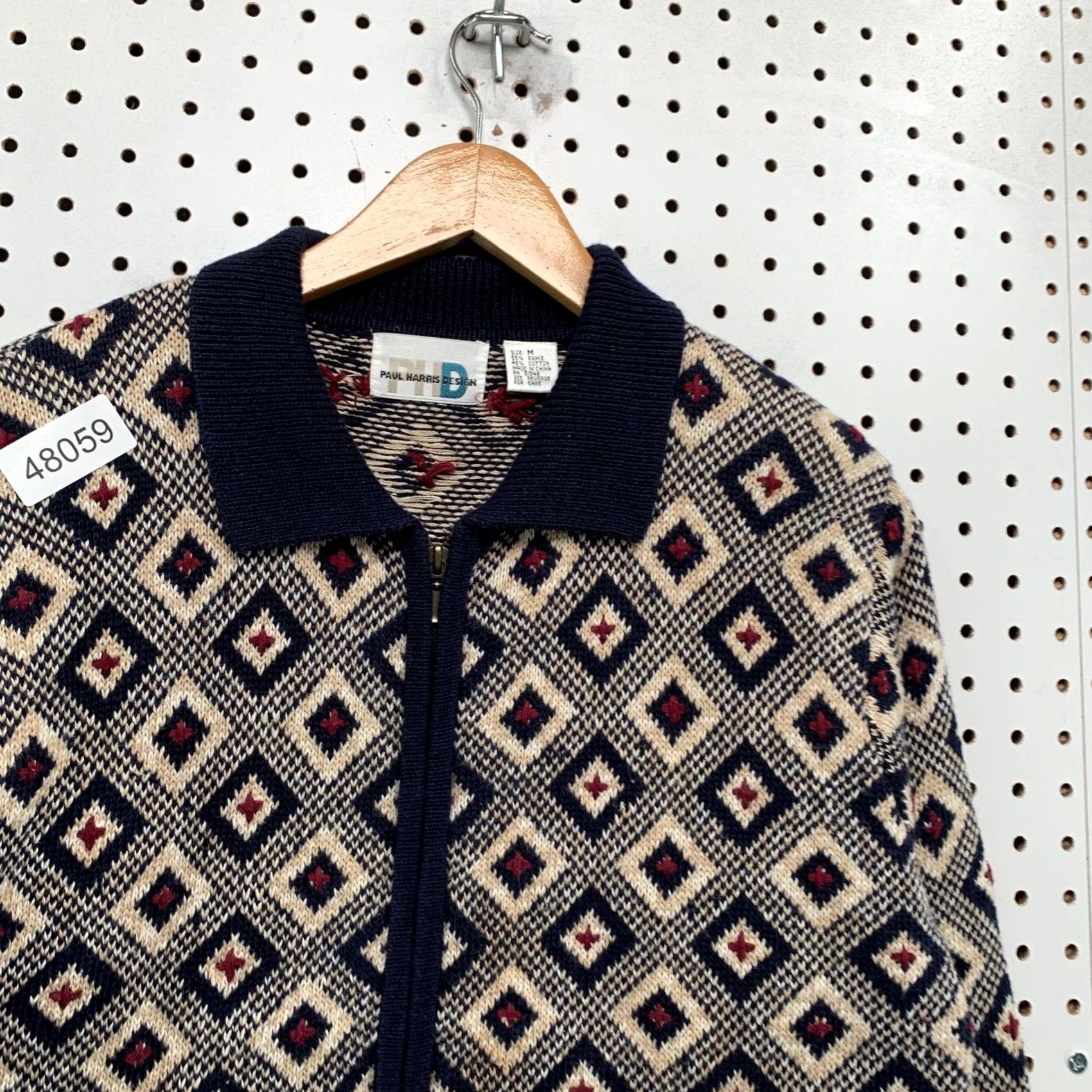 Vintage VINTAGE Paul Harris Design Cardigan Zip Sweater Womens M Geometric Diamond Size M / US 6-8 / IT 42-44 - 7 Thumbnail