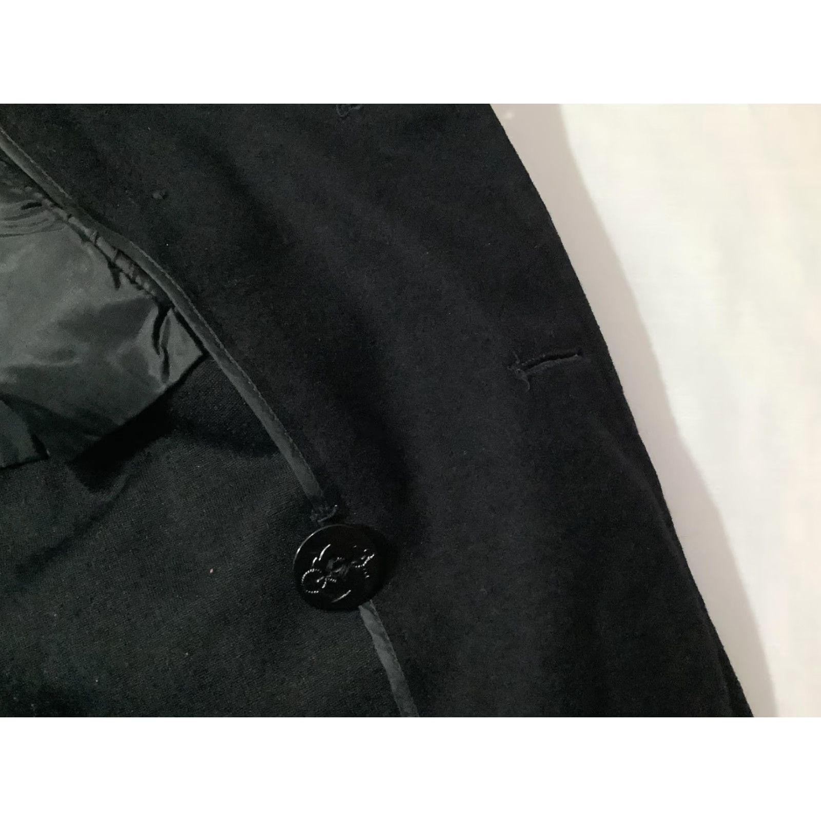 Doublet VINTAGE US Navy Pea Coat Mens 40R Black Wool Anchor Buttons Double Breasted 80s Size US XXS / EU 40 - 5 Thumbnail