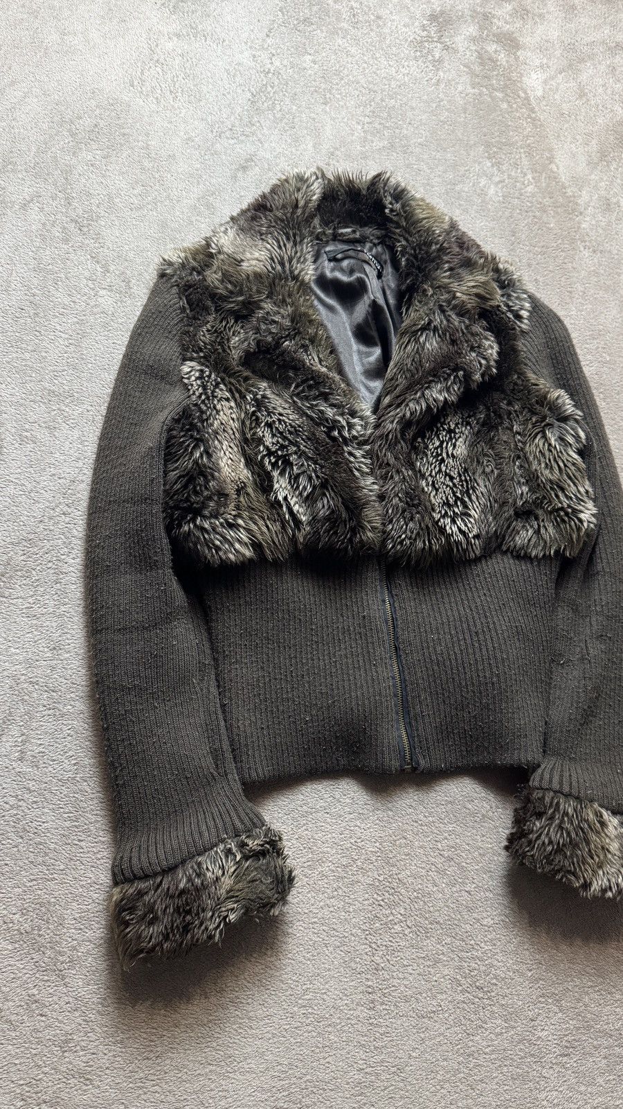 Hysteric Glamour Y2K Faux Fur Cable Knit Jacket lgb goa cdg gaultier punk Size M / US 6-8 / IT 42-44 - 2 Thumbnail