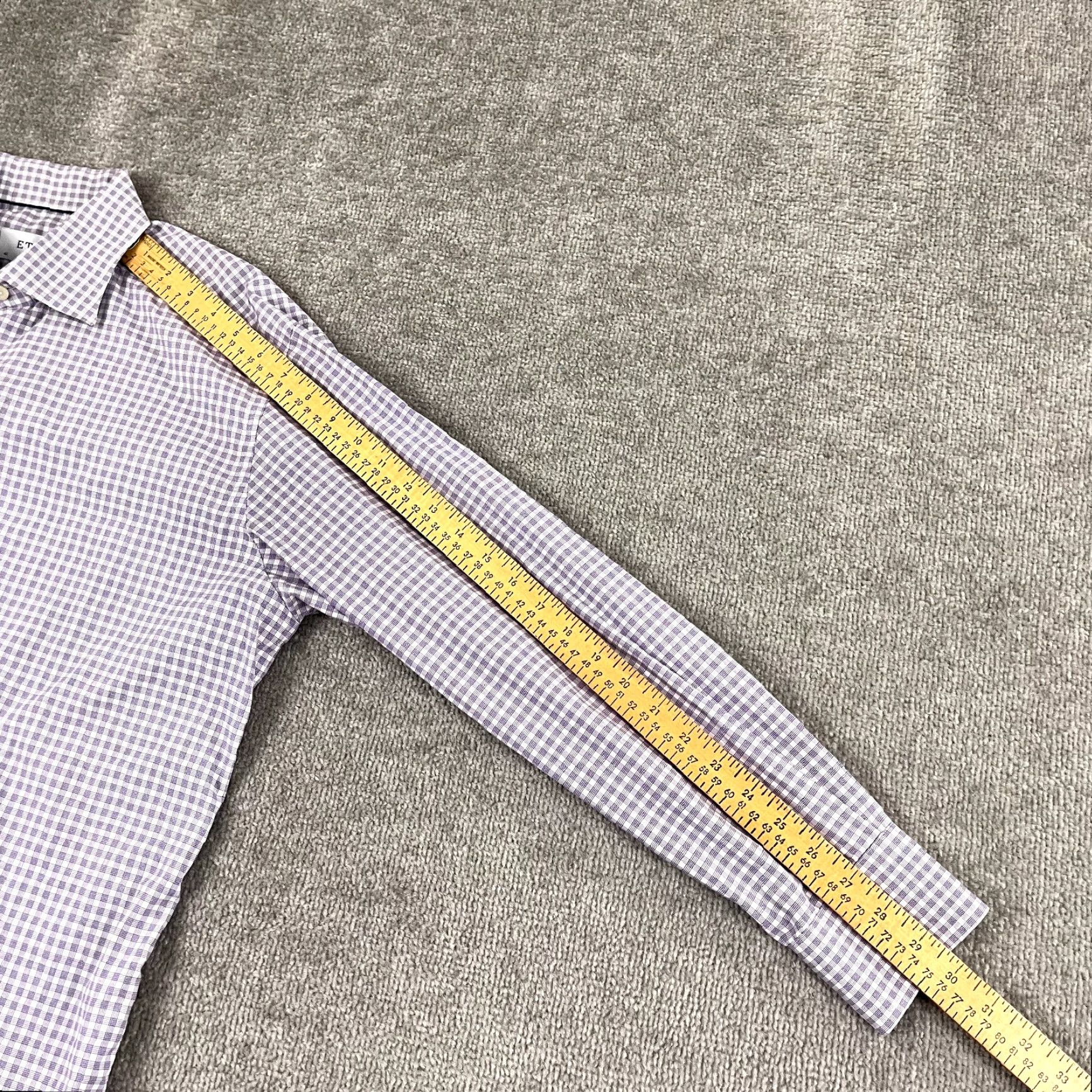 Eton ETON Dress Shirt Mens Size 16.5 White Purple Checked Long Sleeve Button Up Flaw Size US L / EU 52-54 / 3 - 7 Thumbnail