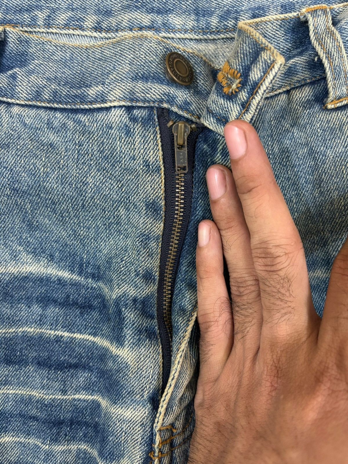 Japanese Brand Vintage Japanese Mud Wash Distress Loose Jean Shorts Jorts Size US 32 / EU 48 - 3 Thumbnail
