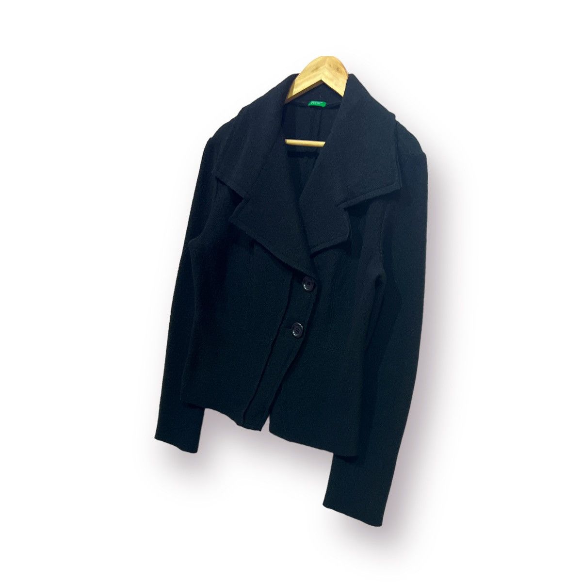 United Colors Of Benetton 🔥 UNITED COLORS BENETTON WATERFALL COLLAR CROPED COAT - L Size L / US 10 / IT 46 - 2 Thumbnail
