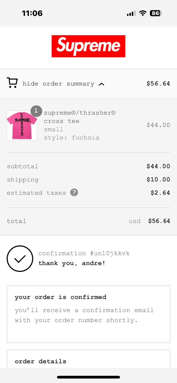 Supreme × Thrasher Supreme X Thrasher Cross Tee Size US S / EU 44-46 / 1 - 1 Thumbnail