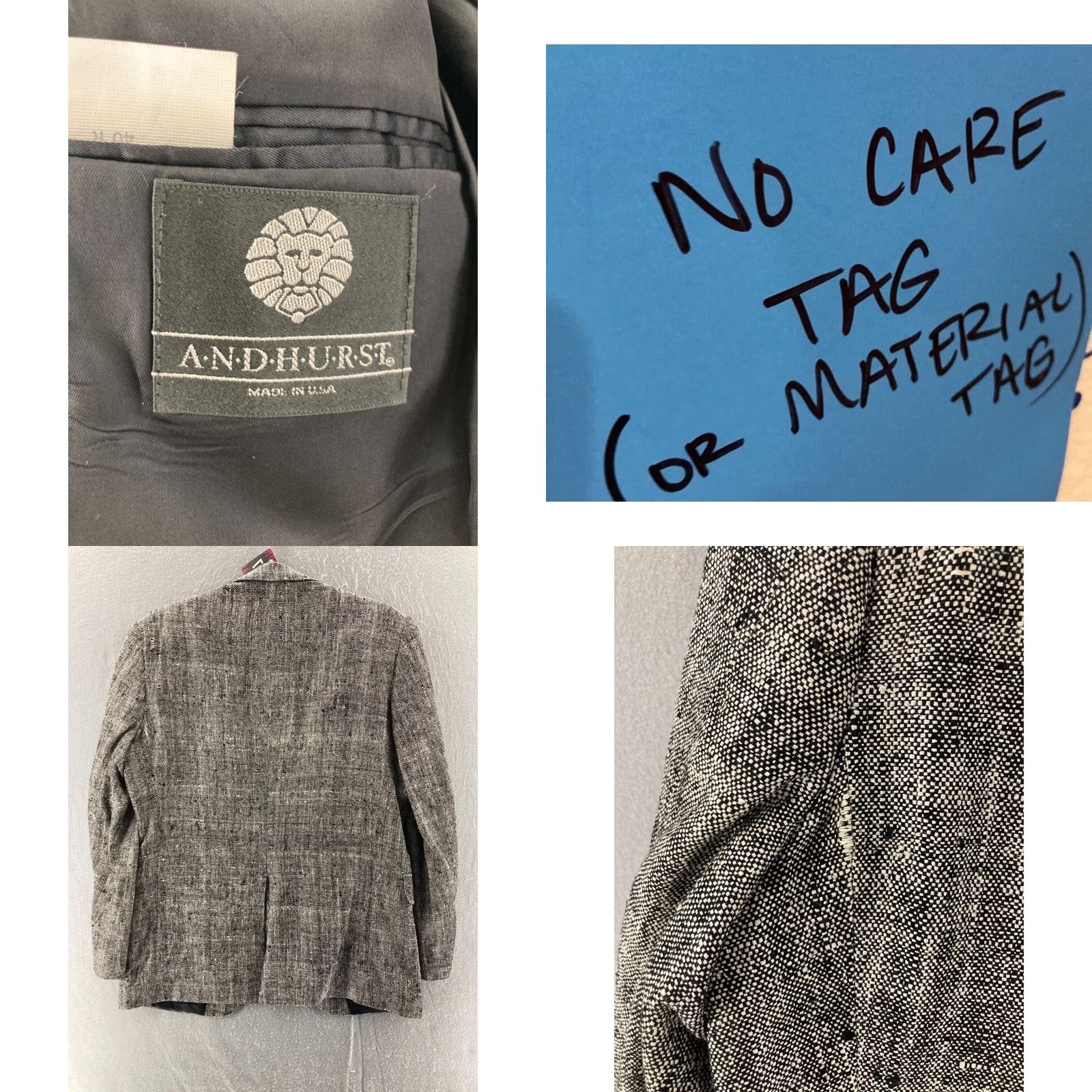 Vintage ANDHURST Sport Coat Mens 40 R Wool Blend Vintage Tweed Blazer Jacket Size 40R - 8 Thumbnail