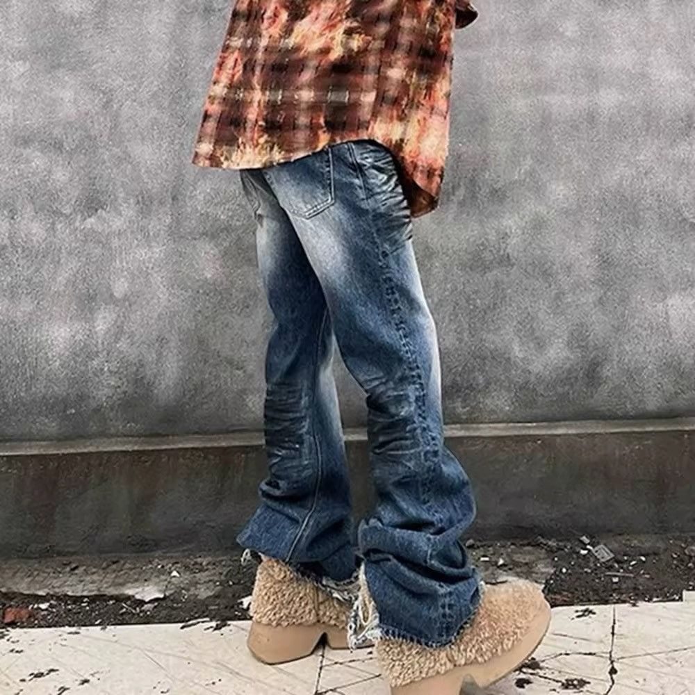 Japanese Brand × Jean Washed Blue Dirty Flare Street Frayed Jean Size US 28 / EU 44 - 2 Thumbnail