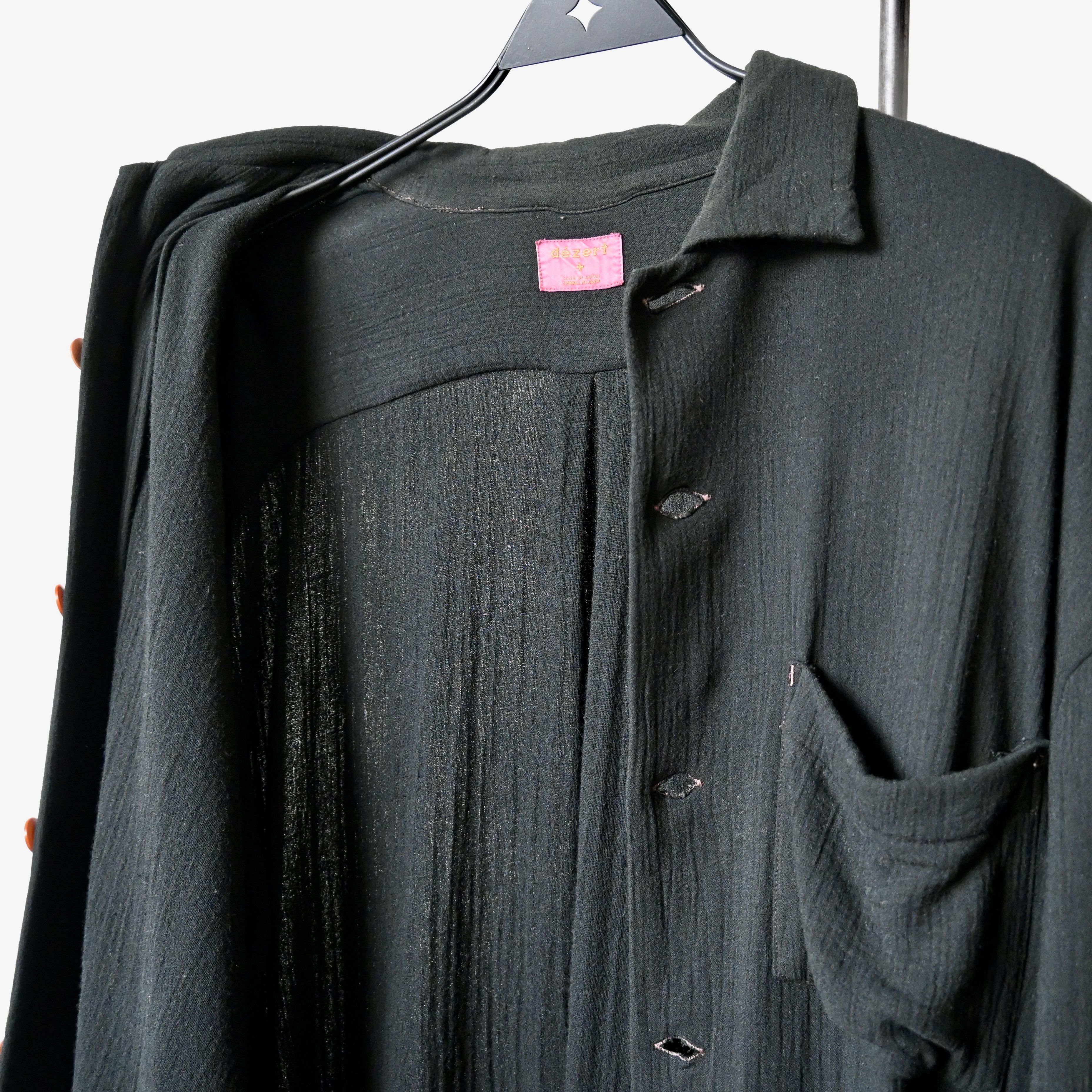 Dezert VTG 1980-90s Dezert black rayon x wool drapey shirt Size US L / EU 52-54 / 3 - 10 Thumbnail