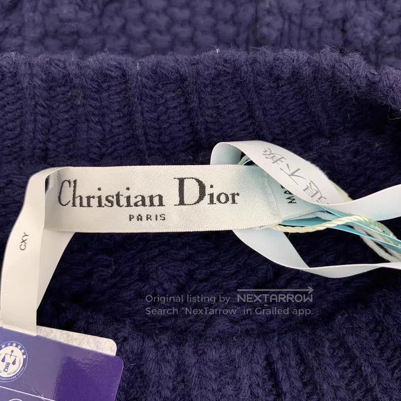 Dior Dior Dark blue jacquard wool round-neck long-sleeved knitt Size XS / US 0-2 / IT 36-38 - 5 Thumbnail