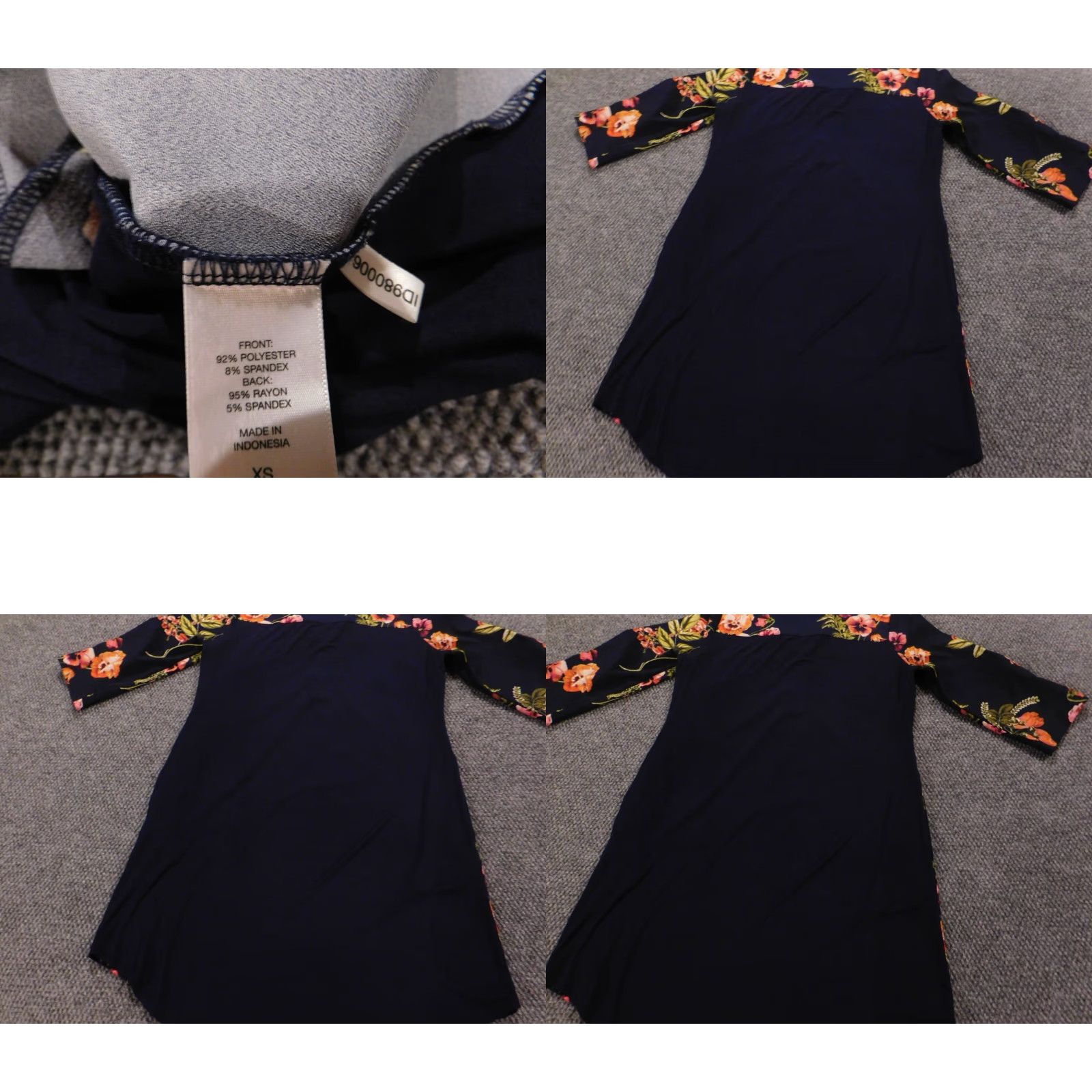 Vintage New York & Company Womens Dress XS Blue Floral A-Line Zip Stretch Midi Sleeveless Mock Neck Bell Sleeve Crochet Lined Polyester Rayon Vintage No Size XS / US 0-2 / IT 36-38 - 8 Thumbnail
