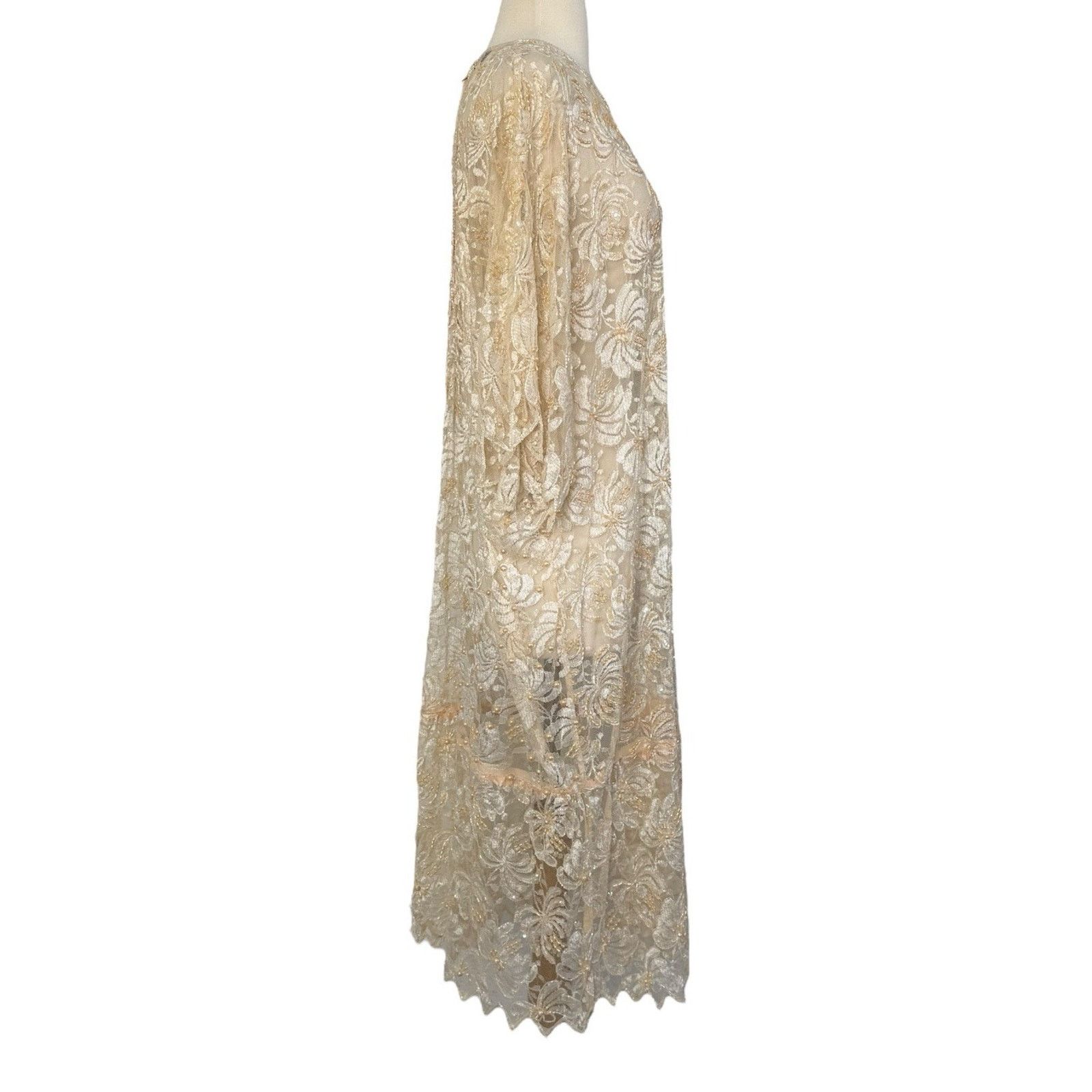 Other JAGSWEAR Vintage 100% Silk Shear Beaded 40s Flapper Dress 3X Size 3XL / US 20-22 - 7 Thumbnail