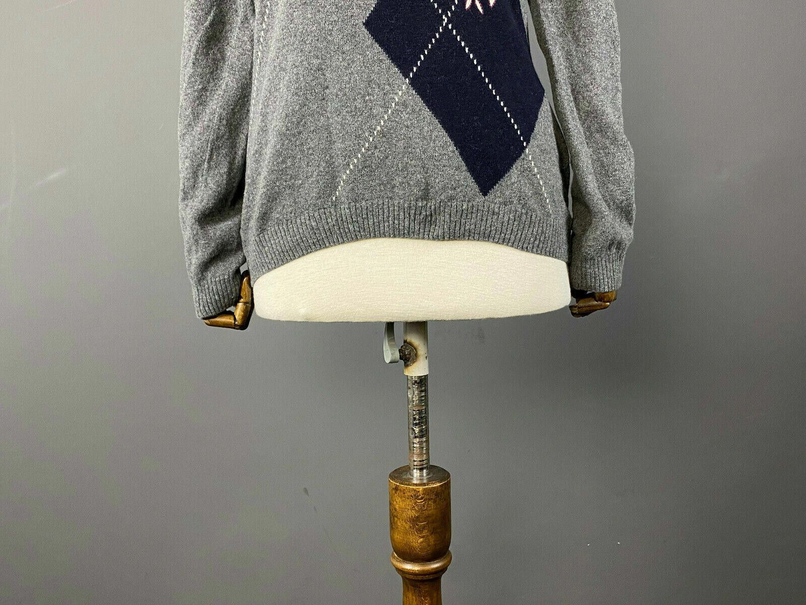 La Martina La Martina Grey Wool Geometric V-Neck Jumper Sweater Size L Size US L / EU 52-54 / 3 - 3 Thumbnail