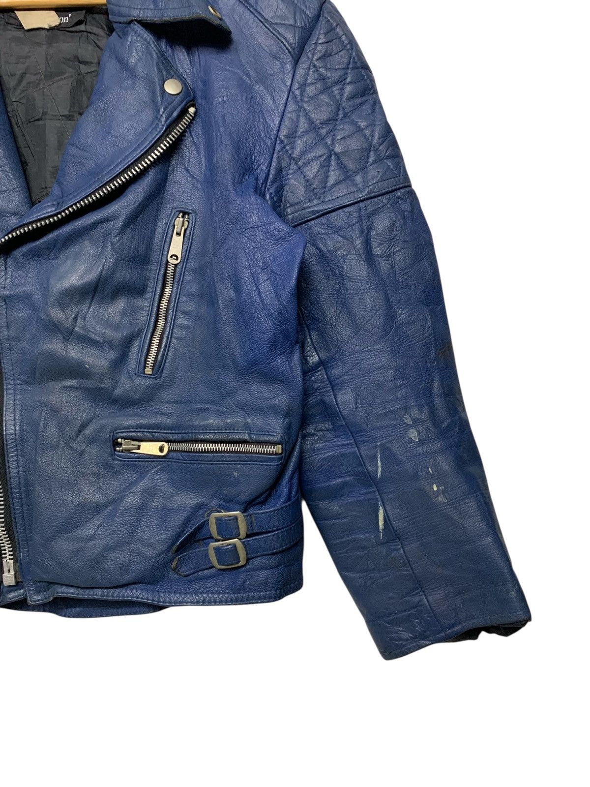 Branded Leather Rare Vintage Waddington Double Collar Blue Leather Jacket Size US M / EU 48-50 / 2 - 6 Thumbnail