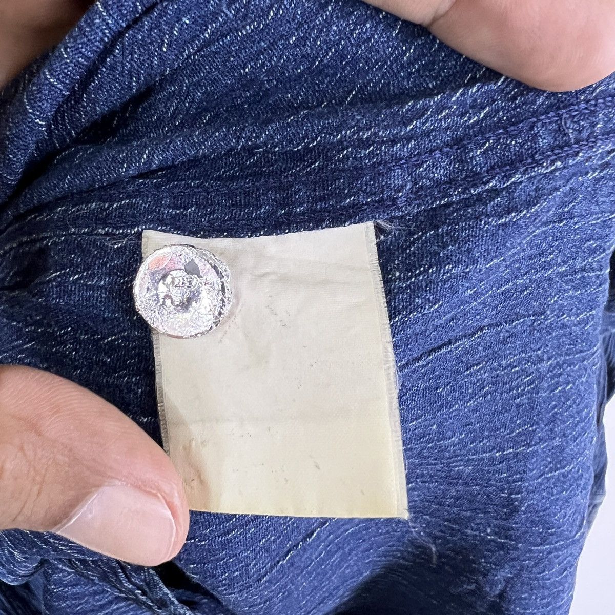 Issey Miyake 90s Issey Miyake Indigo Shirt Oversized Jacket Colar Less Size US L / EU 52-54 / 3 - 13 Thumbnail