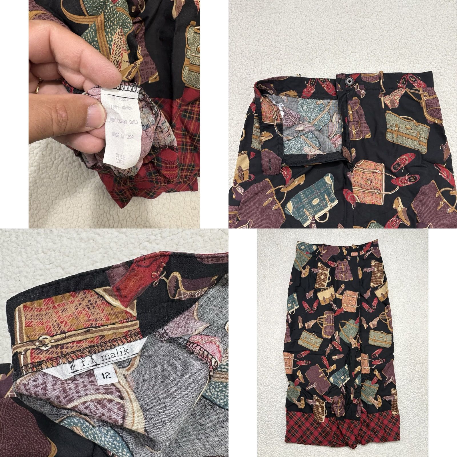 Vintage VINTAGE FL Malik Skirt Set Vest 2pc Size 12 Red Purse Shoes Novelty Print USA Size 34" / US 12 / IT 48 - 9 Thumbnail