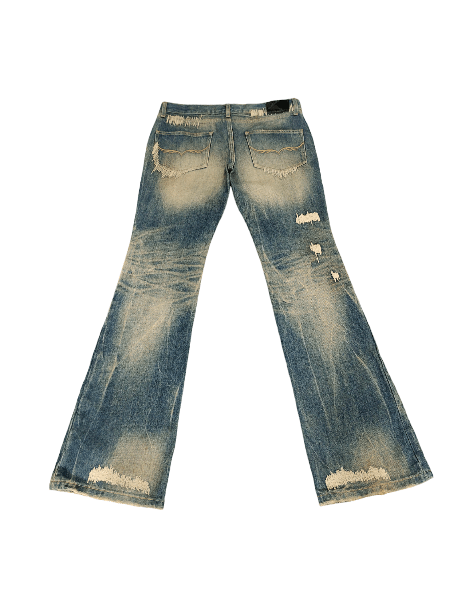 GOSTAR DE FUGA Flare Jeans Fuga Boro Sew Distress Faded Denim Bootcut Y2k Size US 31 - 11 Thumbnail