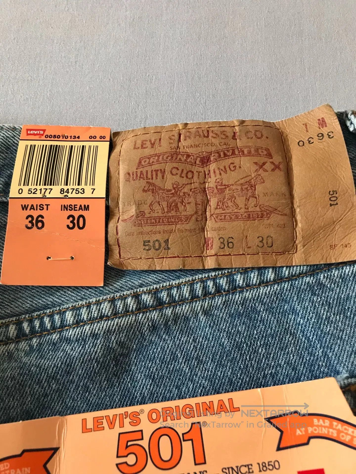 Levi's Levi's 501 Washed Blue Jeans W36L30. Size US 36 / EU 52 - 7 Thumbnail