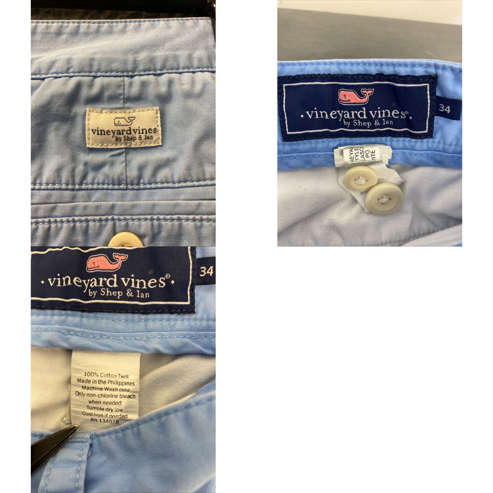 Vineyard Vines VINEYARD VINES On The Go Chino Shorts Mens 34 Blue Solid Golf Travel Size US 34 / EU 50 - 8 Thumbnail