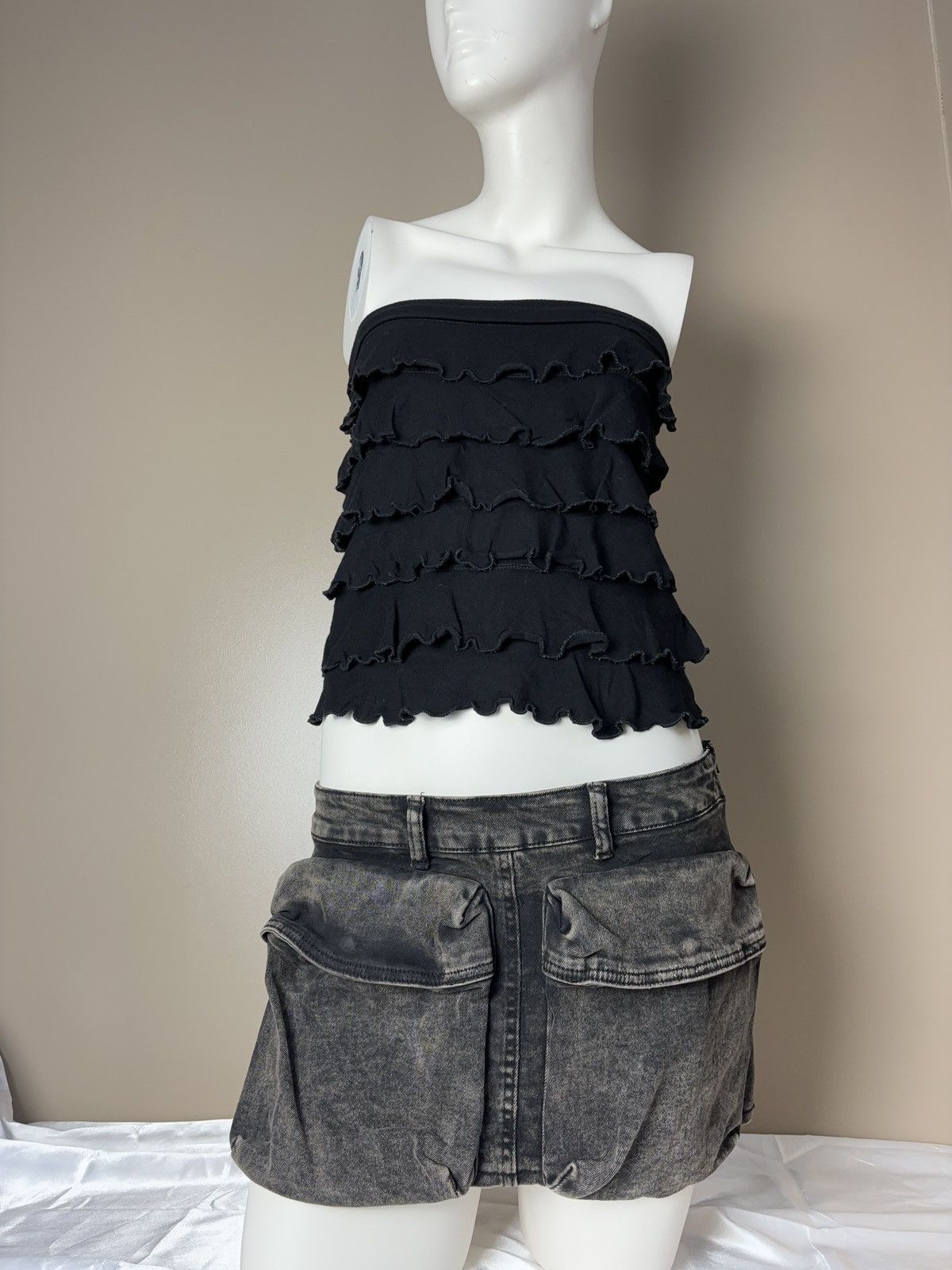 Japanese Brand × Vintage Vintage ruffles tank top y2k style Size S / US 4 / IT 40 - 3 Thumbnail
