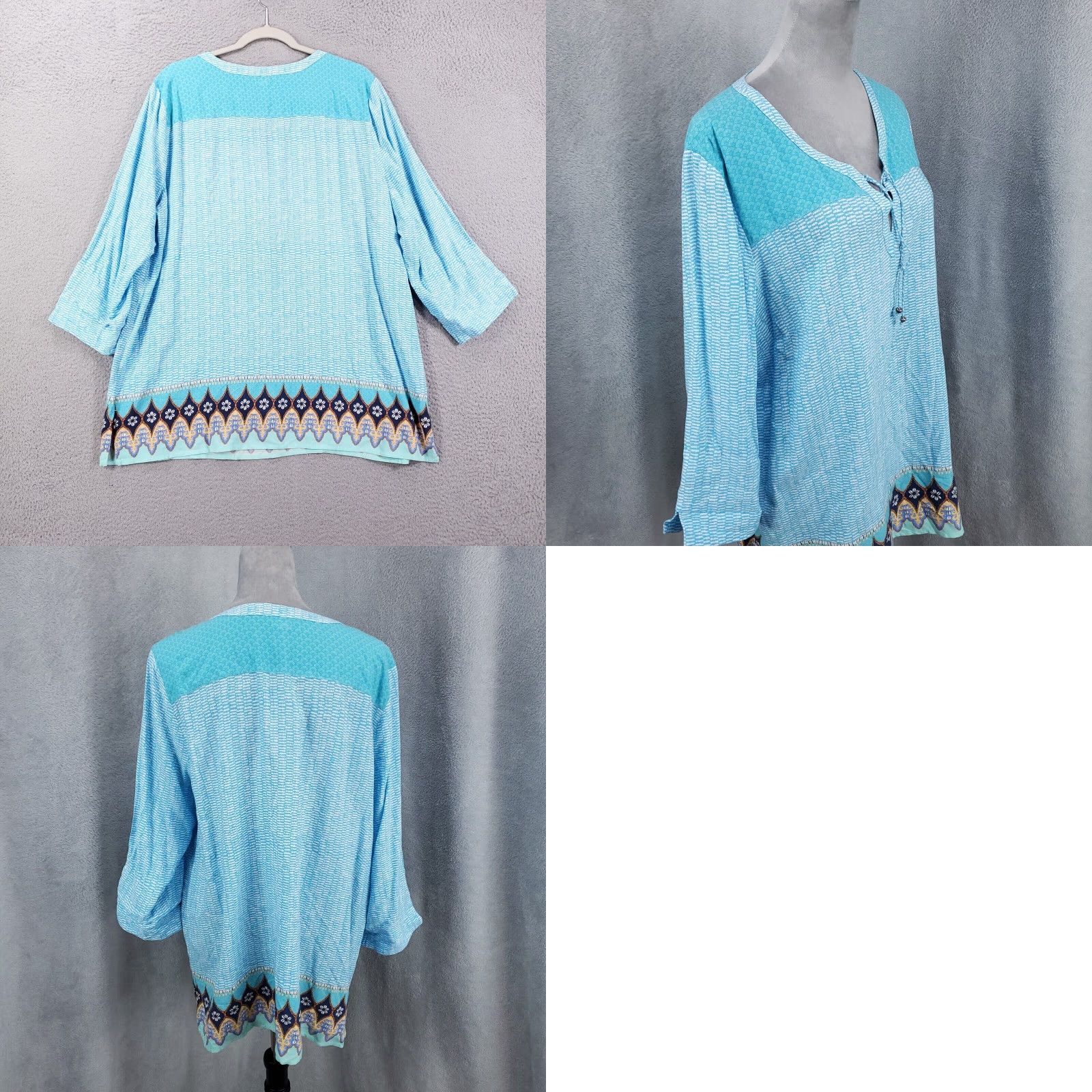 J. Jill VINTAGE J. Jill Boho Tunic Women's Large Blue Casual Top 2000s Spring Summer Fall Winter Size L / US 10 / IT 46 - 8 Thumbnail