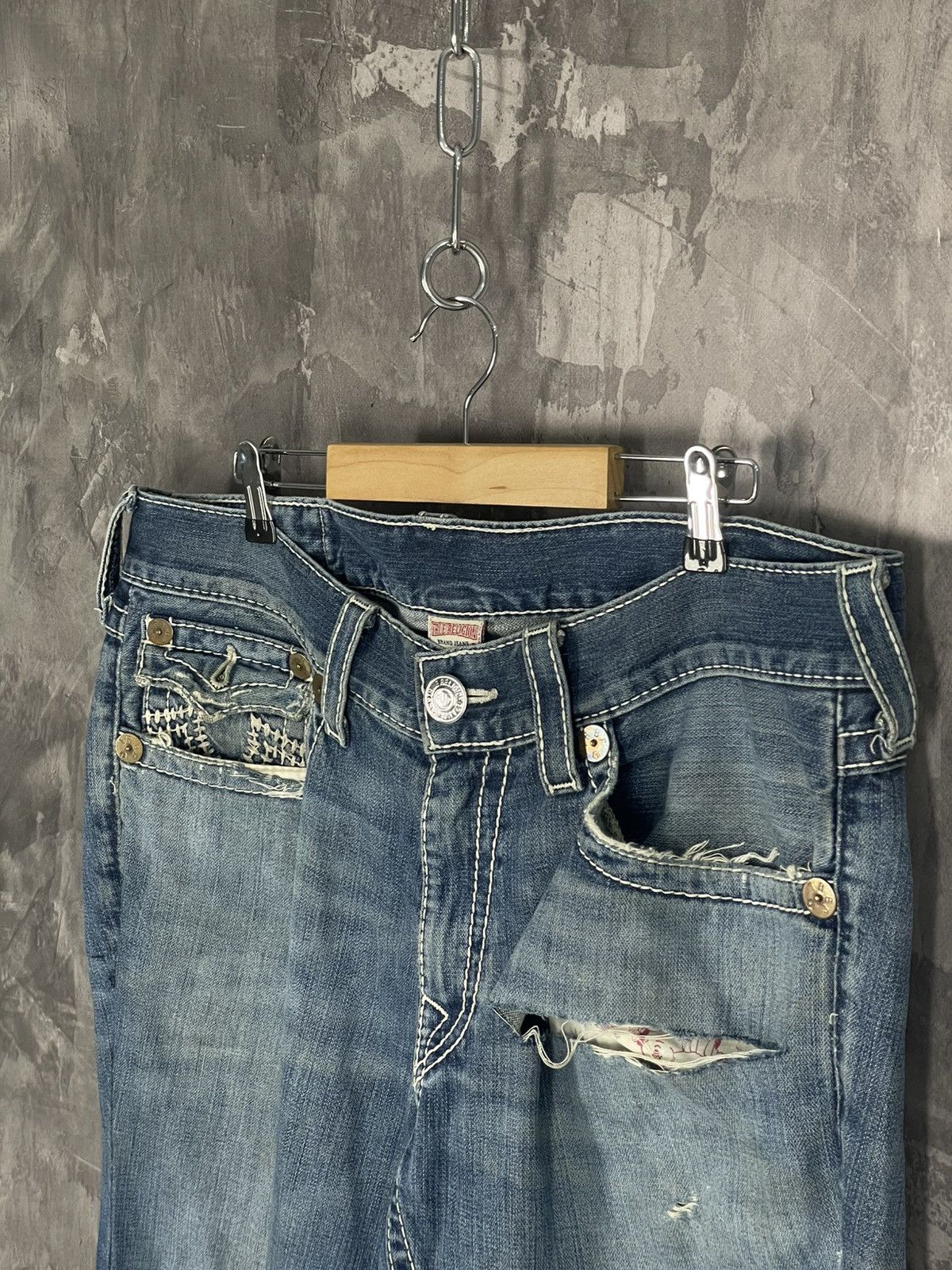 Japanese Brand × True Religion 💥Y2K Vintage True Religion White Stitch Rare Straight Jeans Size US 36 / EU 52 - 11 Thumbnail