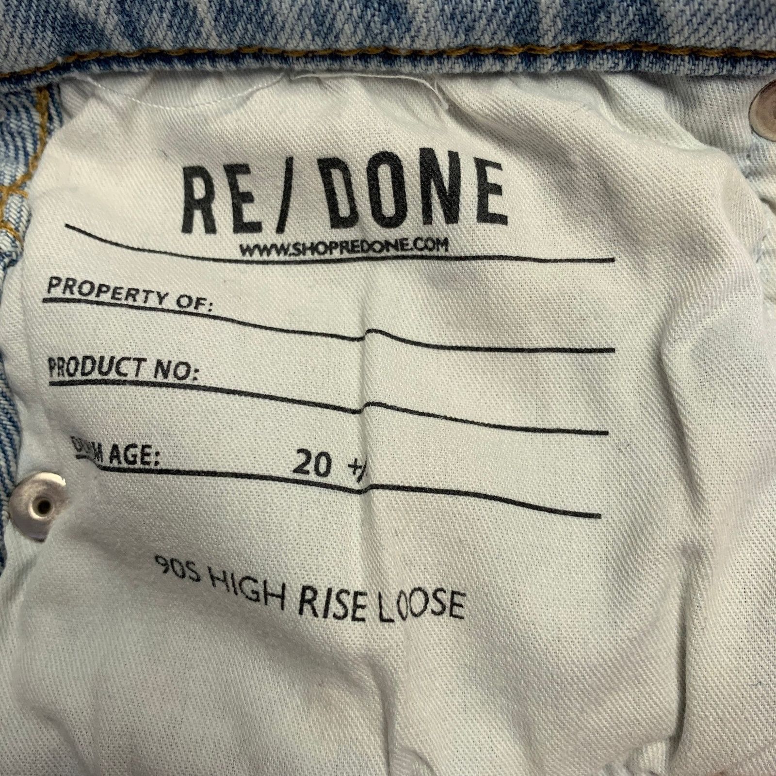 RE/DONE 26 90s High Rise Loose Blue Cotton Blend Button Fly Jeans Size 26" / US 2 / IT 38 - 8 Thumbnail