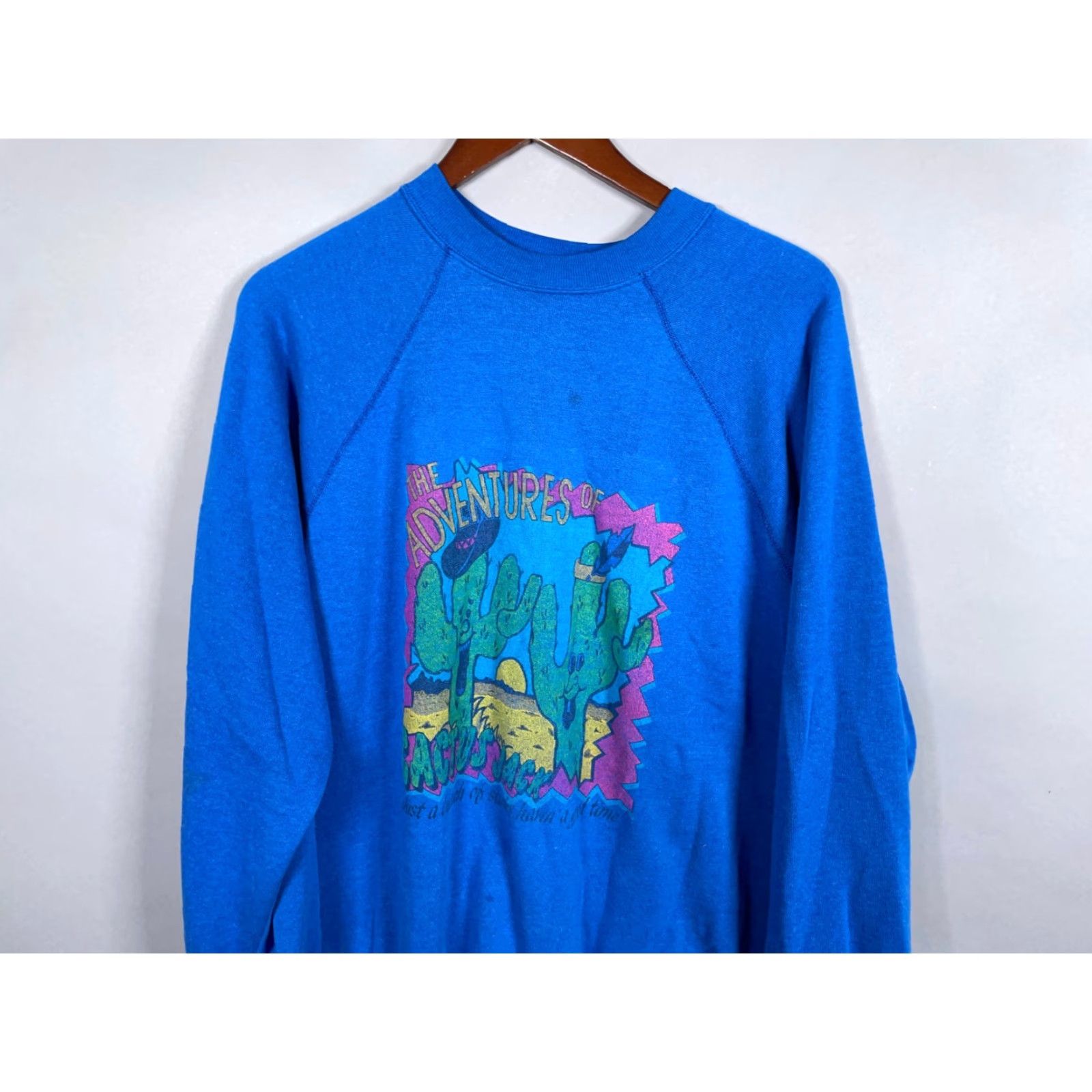 Vintage VINTAGE 90s Adventures of Cactus Jacket Sweatshirt Raglan Sleeves Blue Adult Large Mens Sweatshirt Size US L / EU 52-54 / 3 - 4 Thumbnail