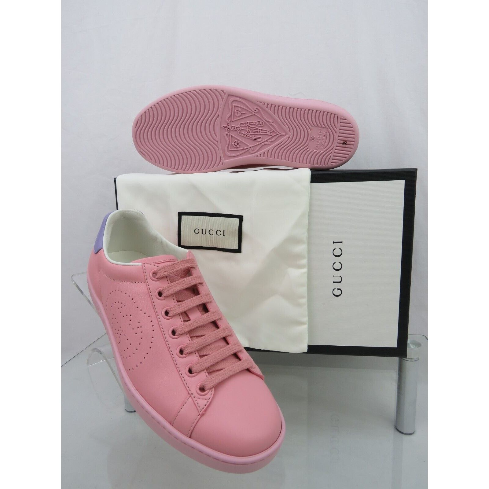 Gucci GUCCI 598527 ACE GG LEATHER PINK BLUE LOGOSNEAKERS 35 5 $780 Size US 5 / IT 35 - 1 Thumbnail