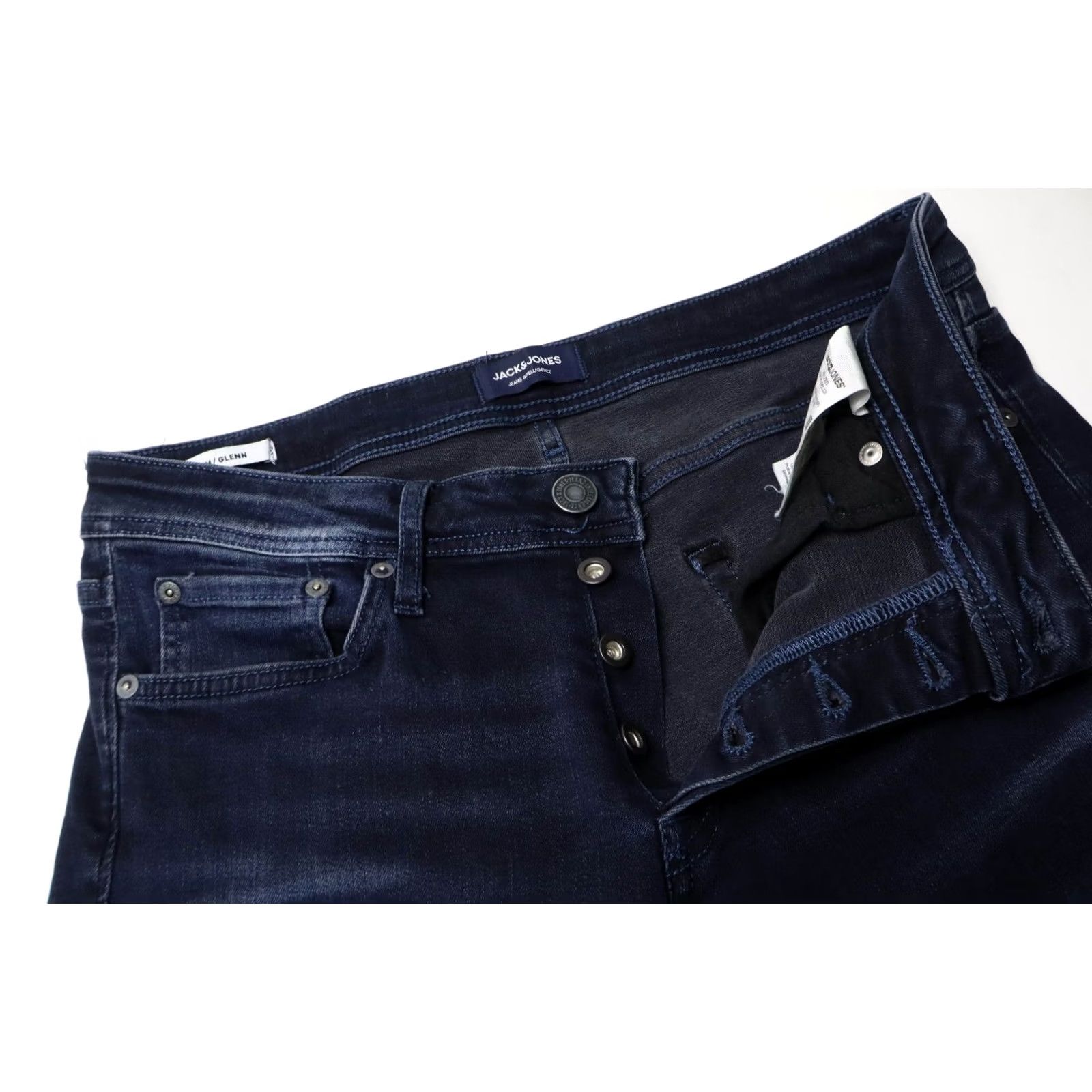 Jack & Jones JACK & JONES Slim/Glenn Jeans Men's W31/L34 Dark Blue Faded Whiskers Stretched Jeans Slim Mens W31/L34 Blue 90s-style? Size US 31 - 4 Thumbnail