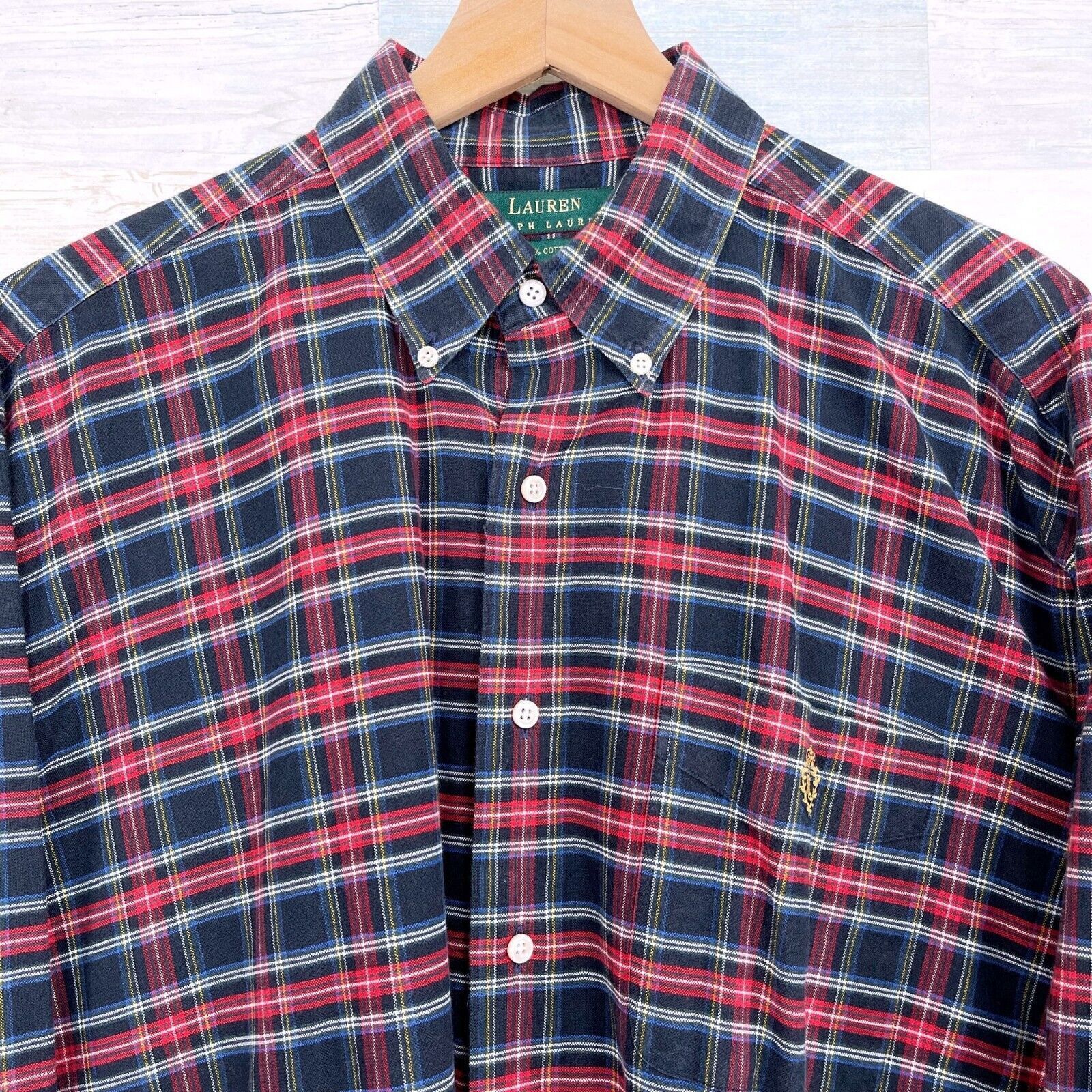 Lauren Ralph Lauren LRL Ralph Lauren Flannel Shirt Black Red Plaid Mens Large Size US L / EU 52-54 / 3 - 2 Thumbnail