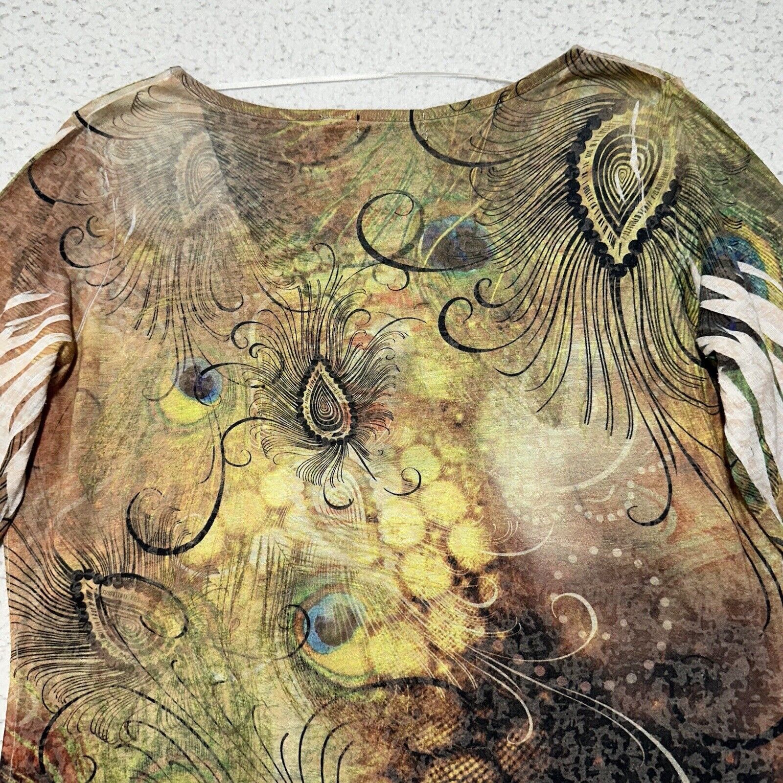 Apt. 9 Apt. 9 Medium V-Neck Green Brown Floral Print T Shirt Top Size M / US 6-8 / IT 42-44 - 11 Thumbnail