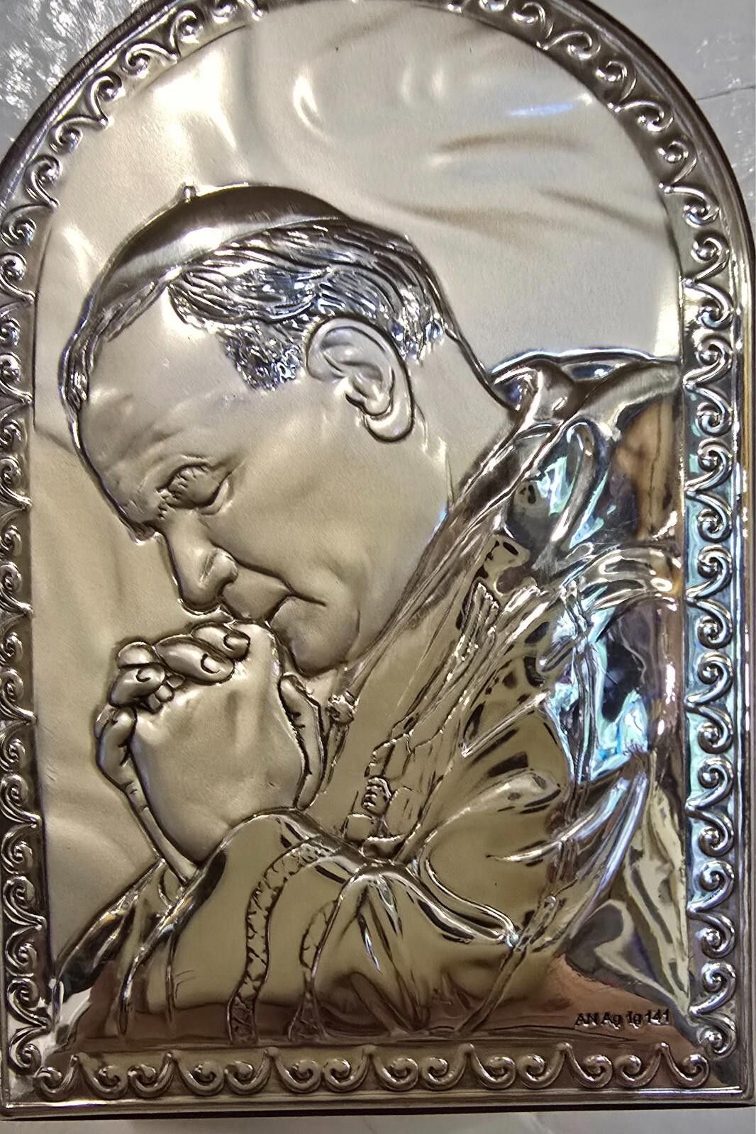 Designer Italian Pope Icon: Silver & Wood Argento Collectible Italy Size ONE SIZE - 1 Thumbnail