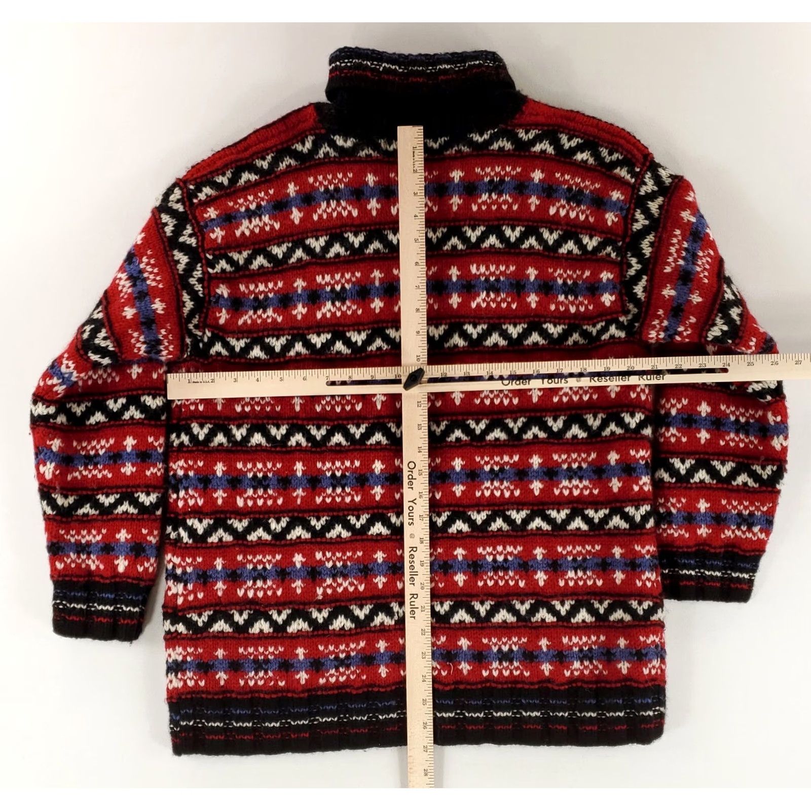 Jones New York Jones New York Sweater Wool Turtleneck Hand Knit Chunky Red Black Womens M Multicolor Pullover Womens M Size M / US 6-8 / IT 42-44 - 7 Thumbnail